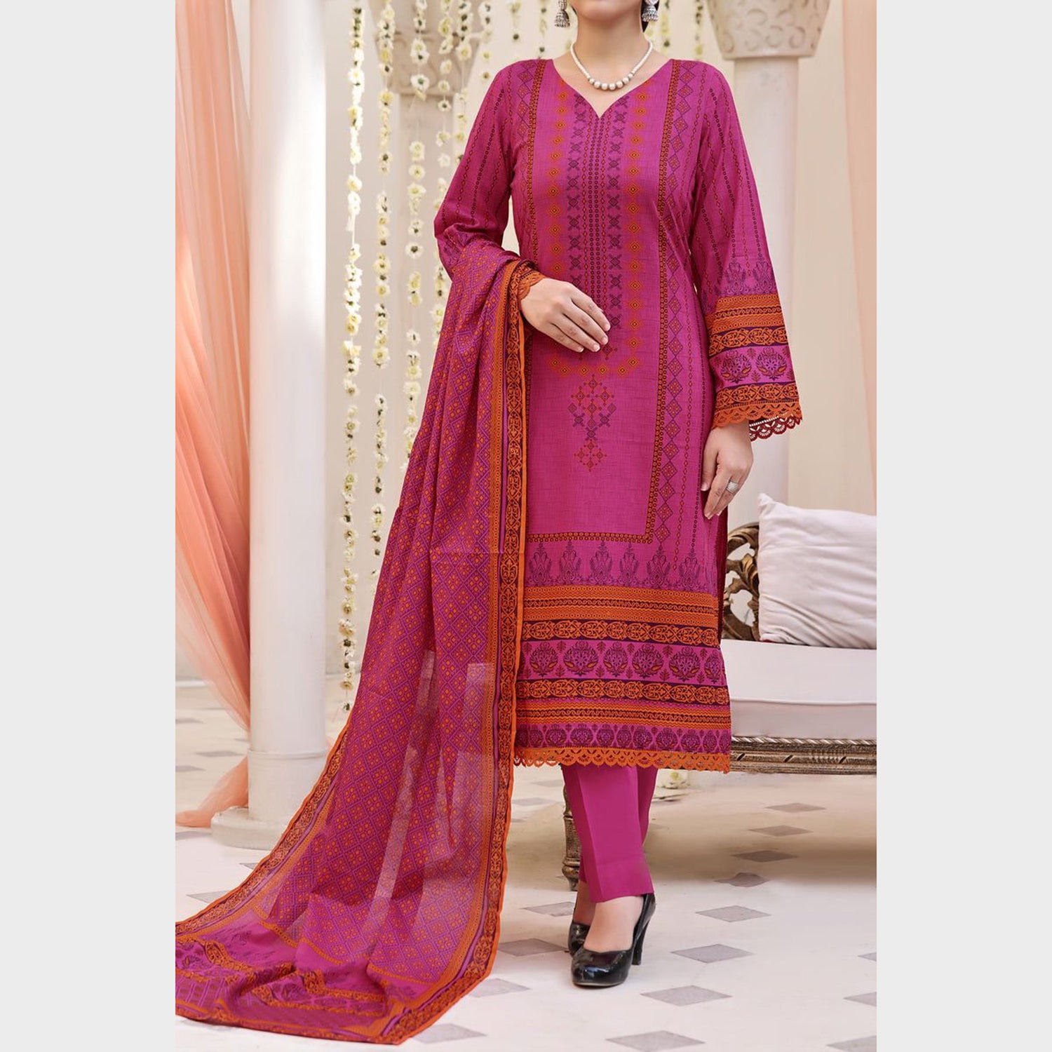 VS-AYESHA ALISHBA Cambric Printed Unstitched 3pcs Suit - 223, Women, 3Pcs Shalwar Suit, VS Textile, Chase Value