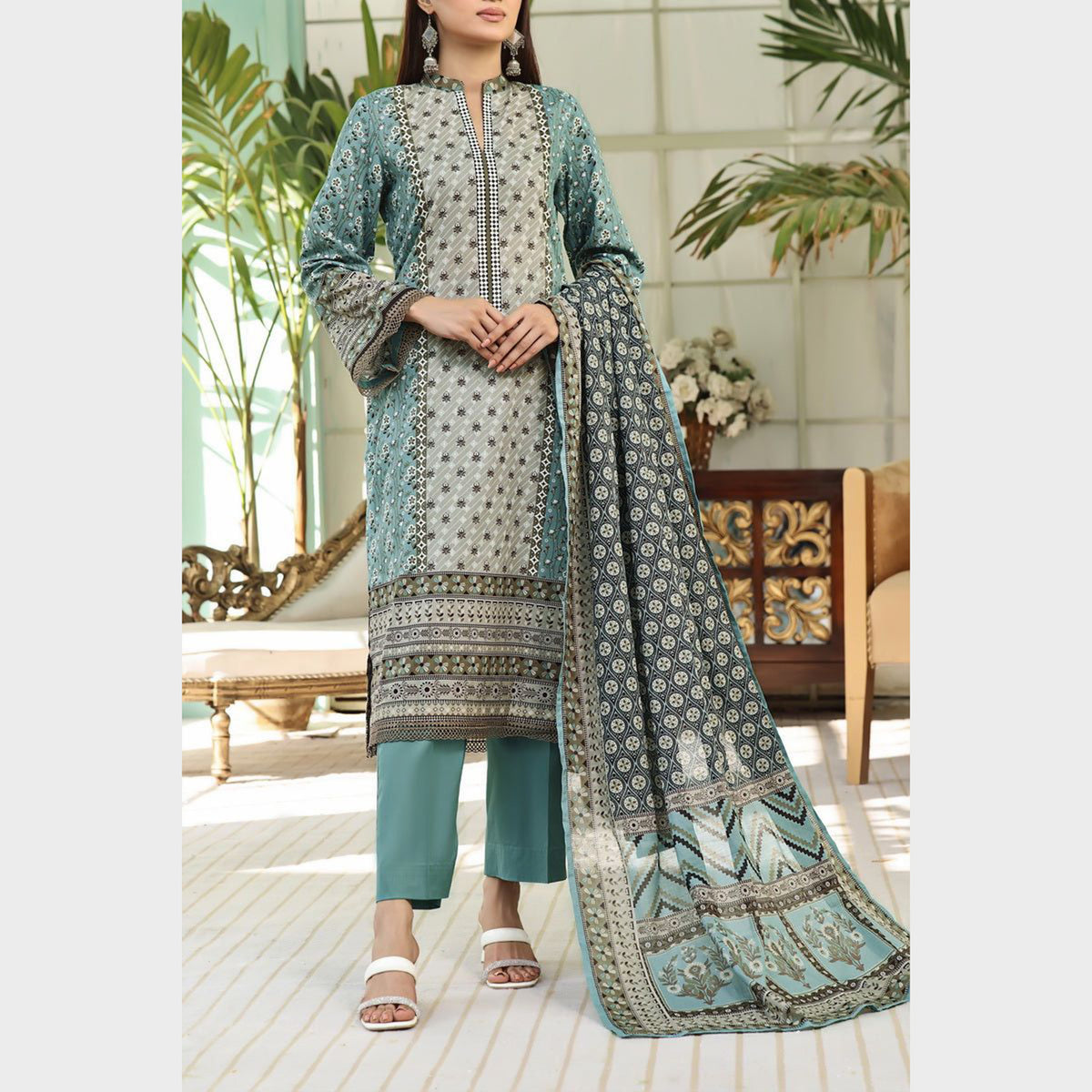 VS-AYESHA ALISHBA Cambric Printed Unstitched 3pcs Suit - 225, Women, 3Pcs Shalwar Suit, VS Textile, Chase Value