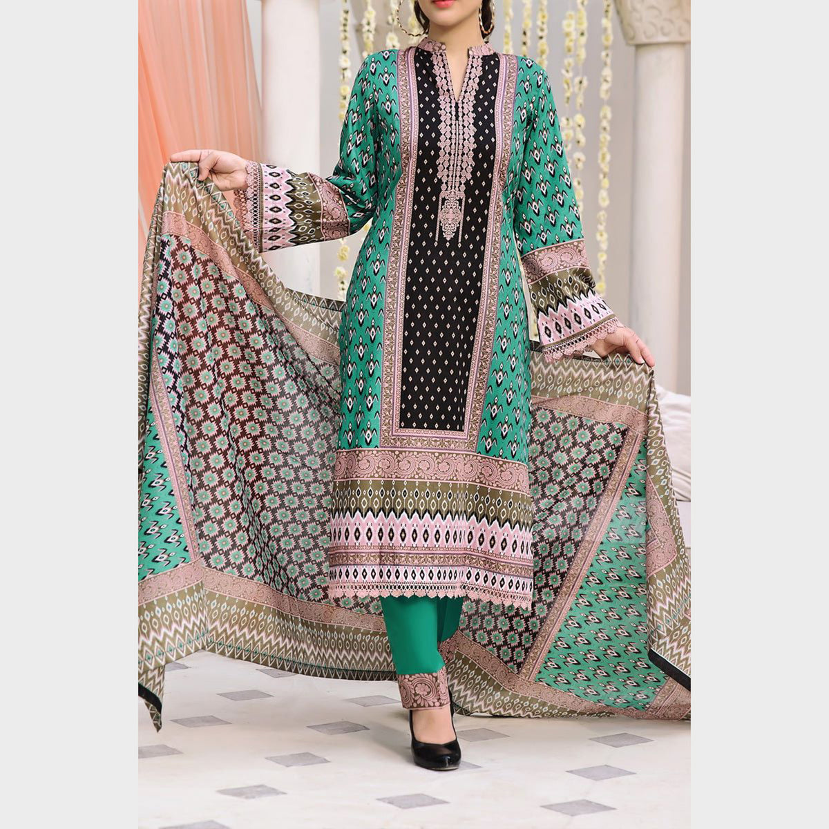 VS-AYESHA ALISHBA Cambric Printed Unstitched 3pcs Suit - 228, Women, 3Pcs Shalwar Suit, VS Textile, Chase Value