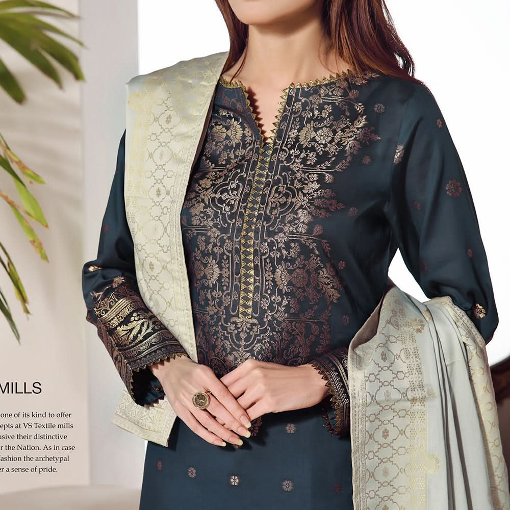 VS-JACQAURD Cambric Printed Unstitched 3pcs Suit - 2304-A, Women, 3Pcs Shalwar Suit, VS Textile, Chase Value