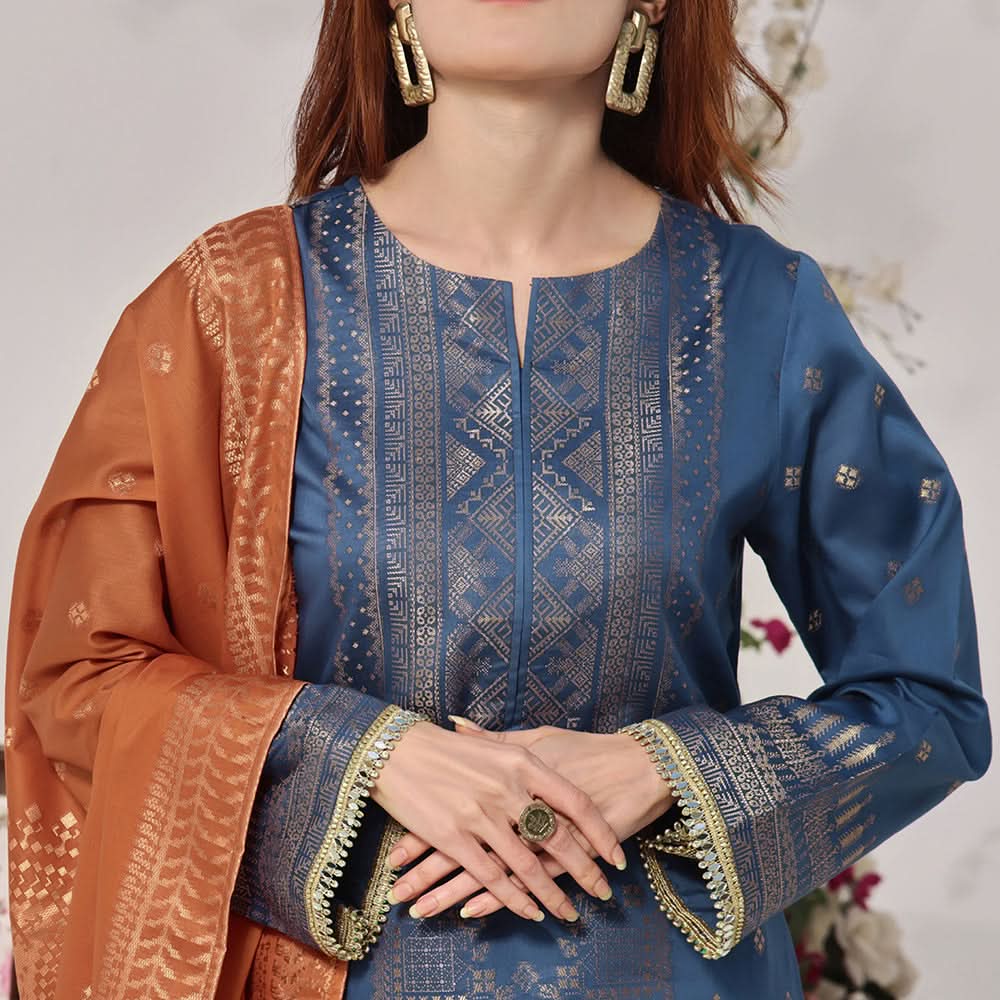 VS-JACQAURD Cambric Printed Unstitched 3pcs Suit - 2305-A, Women, 3Pcs Shalwar Suit, VS Textile, Chase Value