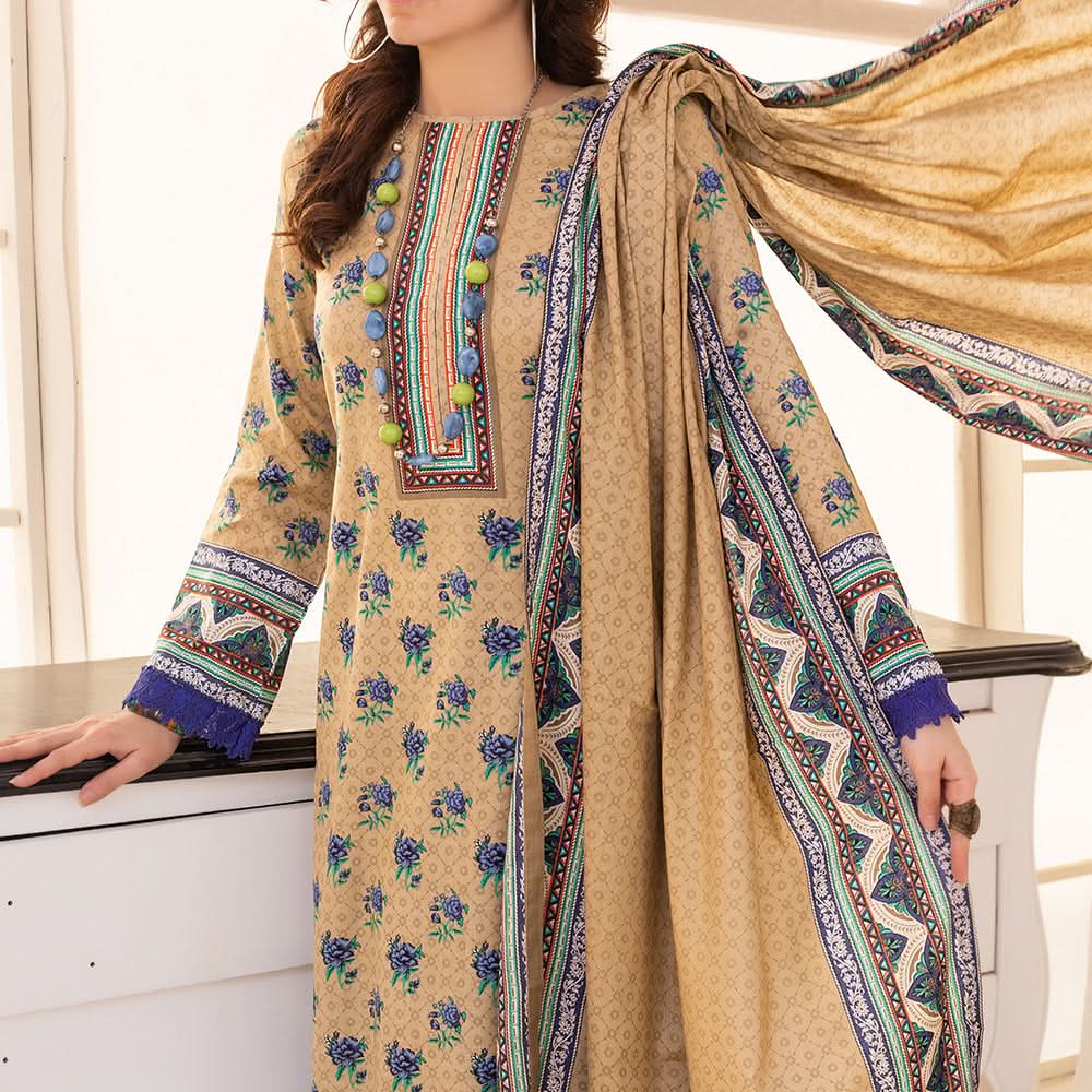 VS Daman Cambric Printed Unstitched 3Pcs Suit V-1, Women, 3Pcs Shalwar Suit, VS Textiles, Chase Value