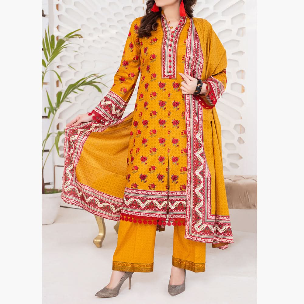 VS Daman Cambric Printed Unstitched 3Pcs Suit V-1, Women, 3Pcs Shalwar Suit, VS Textiles, Chase Value