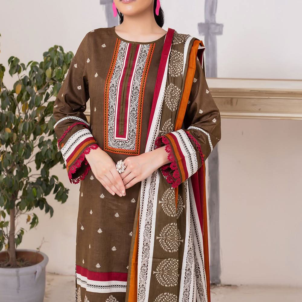 VS Daman Cambric Printed Unstitched 3Pcs Suit V-1, Women, 3Pcs Shalwar Suit, VS Textiles, Chase Value