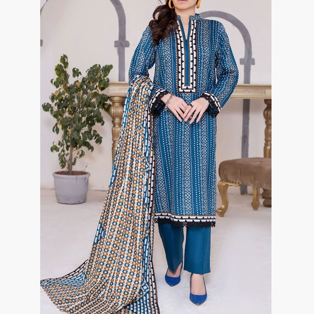 VS Daman Cambric Printed Unstitched 3Pcs Suit V-1, Women, 3Pcs Shalwar Suit, VS Textiles, Chase Value