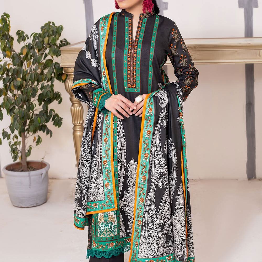 VS Daman Cambric Printed Unstitched 3Pcs Suit V-1, Women, 3Pcs Shalwar Suit, VS Textiles, Chase Value