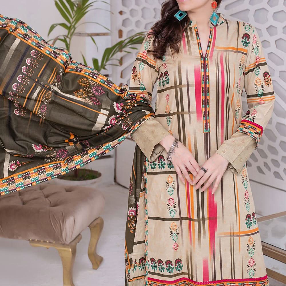 VS Daman Cambric Printed Unstitched 3Pcs Suit V-1, Women, 3Pcs Shalwar Suit, VS Textiles, Chase Value