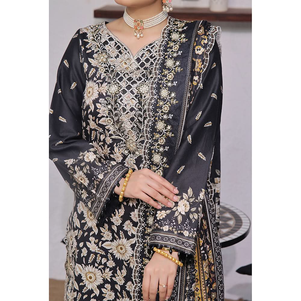 VS-ANMOL Cottel Printed Emboridered Unstitched 3pcs Suit With Emboridered Dupatta - 258, Women, 3Pcs Shalwar Suit, VS Textile, Chase Value