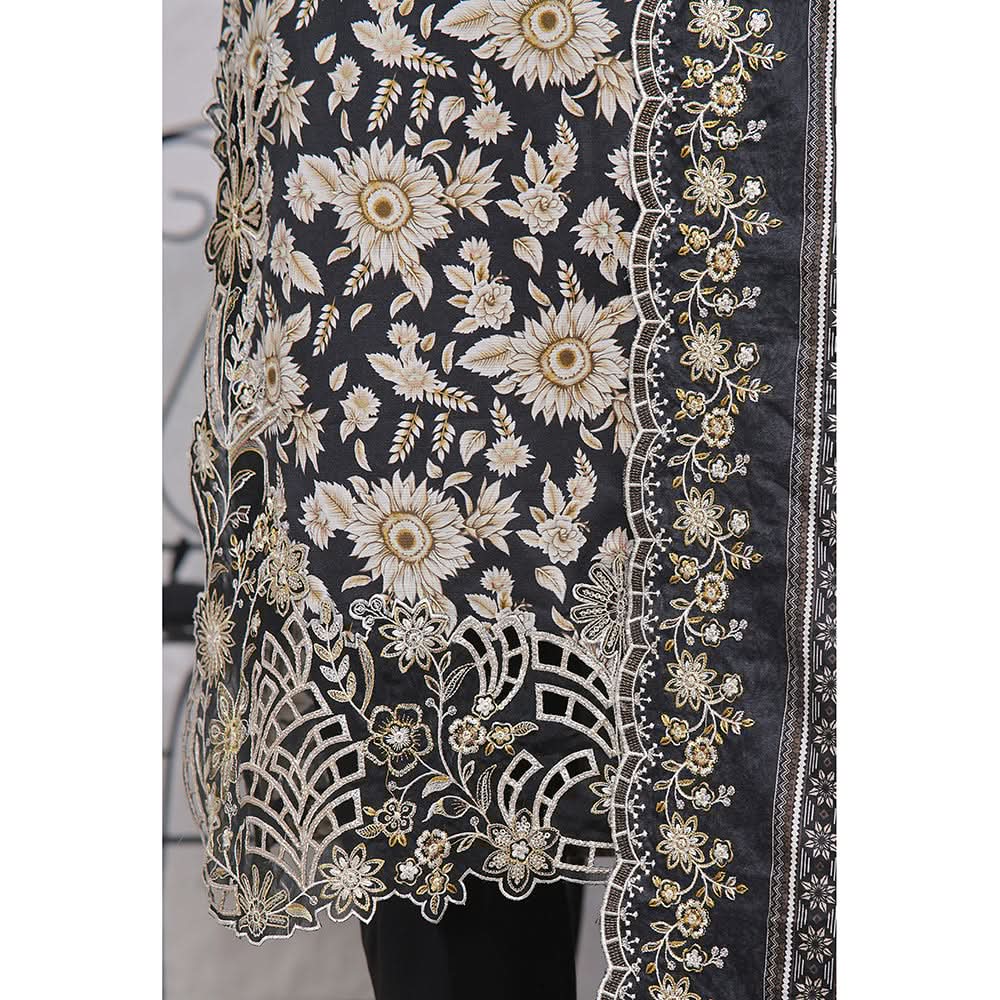 VS-ANMOL Cottel Printed Emboridered Unstitched 3pcs Suit With Emboridered Dupatta - 258, Women, 3Pcs Shalwar Suit, VS Textile, Chase Value