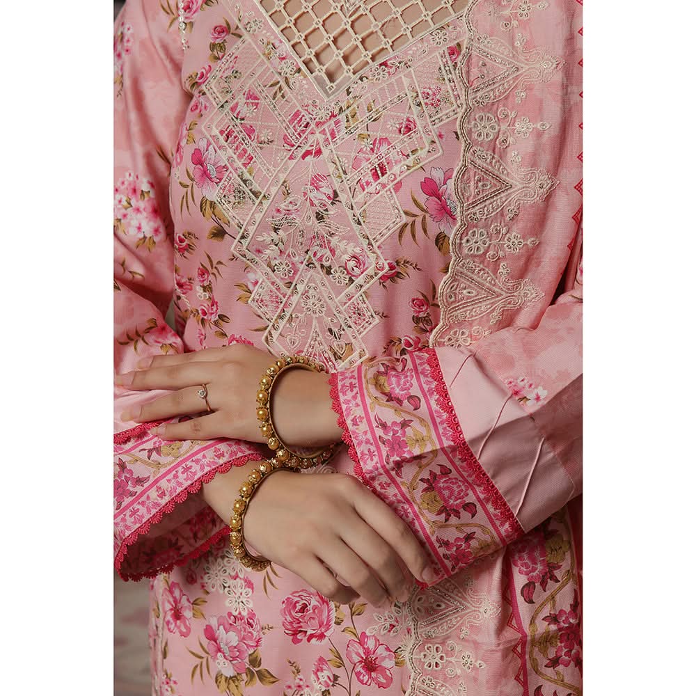 VS-ANMOL Cottel Printed Emboridered Unstitched 3pcs Suit With Emboridered Dupatta - 253, Women, 3Pcs Shalwar Suit, VS Textile, Chase Value