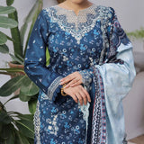 VS-ANMOL Cottel Printed Emboridered Unstitched 3pcs Suit With Emboridered Dupatta - 259, Women, 3Pcs Shalwar Suit, VS Textile, Chase Value
