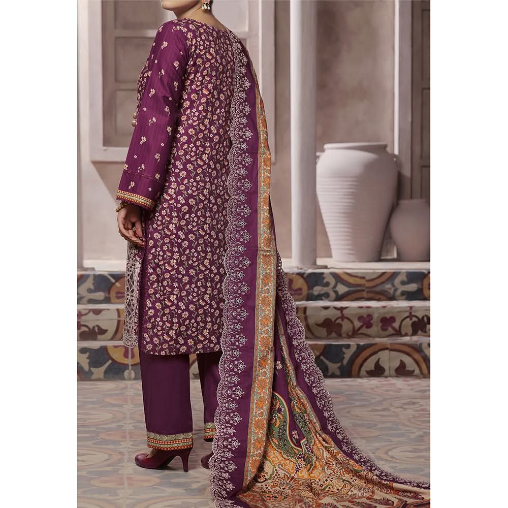 VS-ANMOL Cottel Printed Emboridered Unstitched 3pcs Suit With Emboridered Dupatta - 255, Women, 3Pcs Shalwar Suit, VS Textile, Chase Value