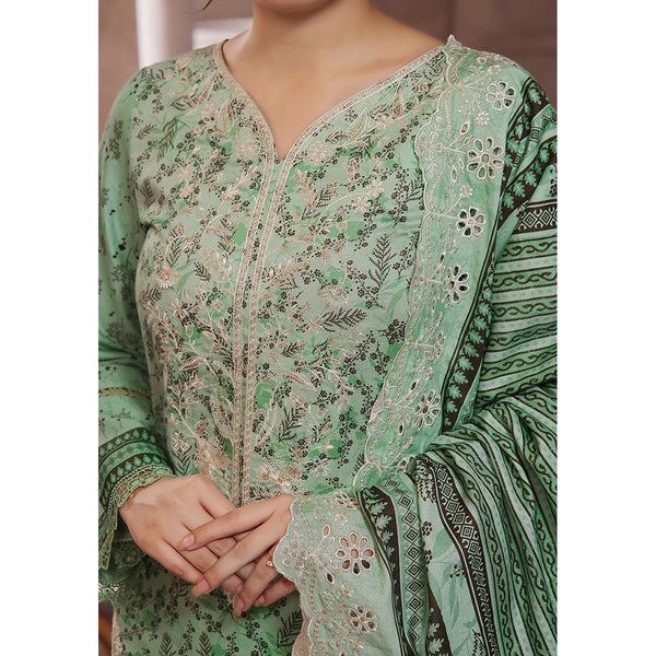 VS-ANMOL Cottle Printed Embroidered Unstitched 3pcs Suit With Embroidered Dupatta - 252