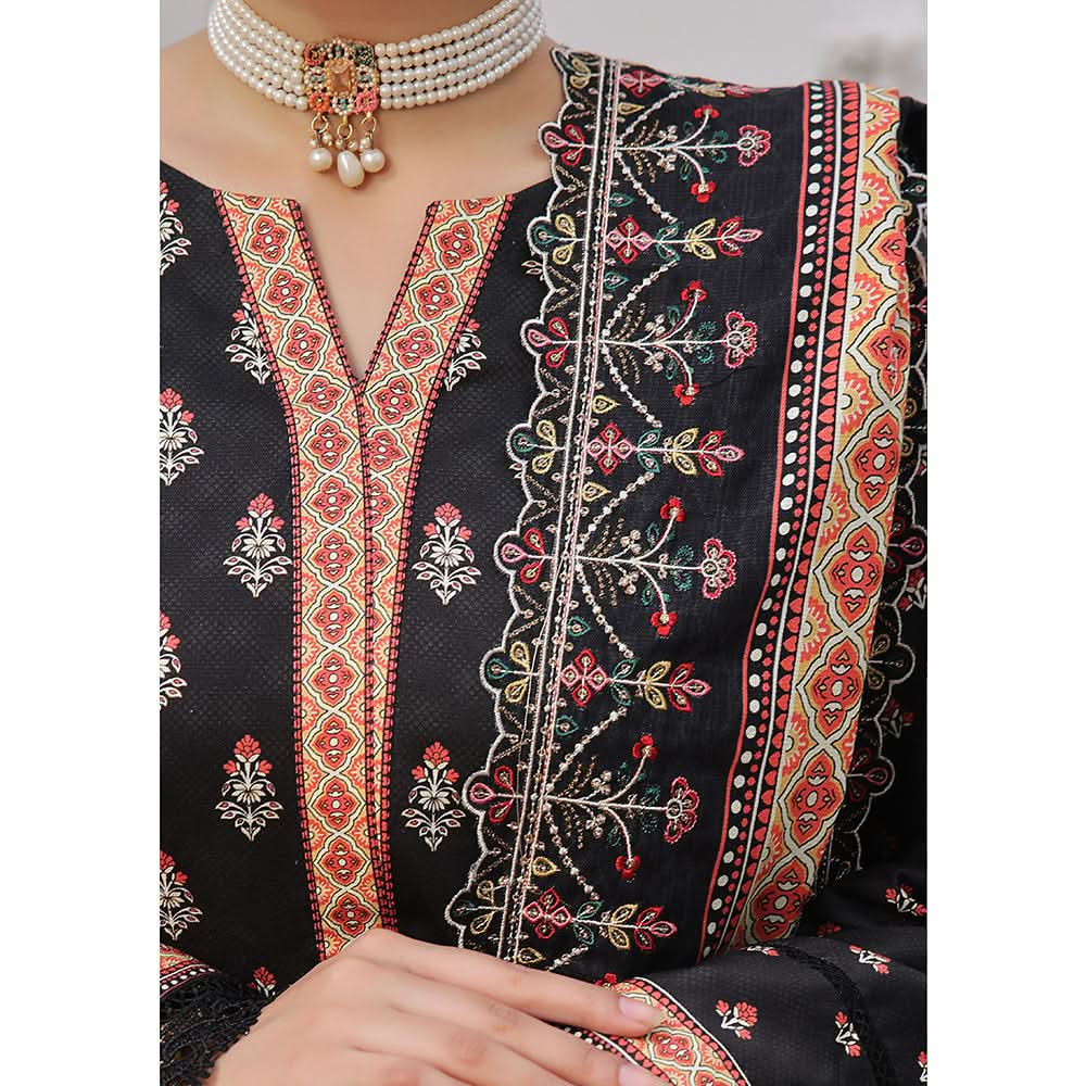 VS-ANMOL Cottel Printed Emboridered Unstitched 3pcs Suit With Emboridered Dupatta - 256, Women, 3Pcs Shalwar Suit, VS Textile, Chase Value