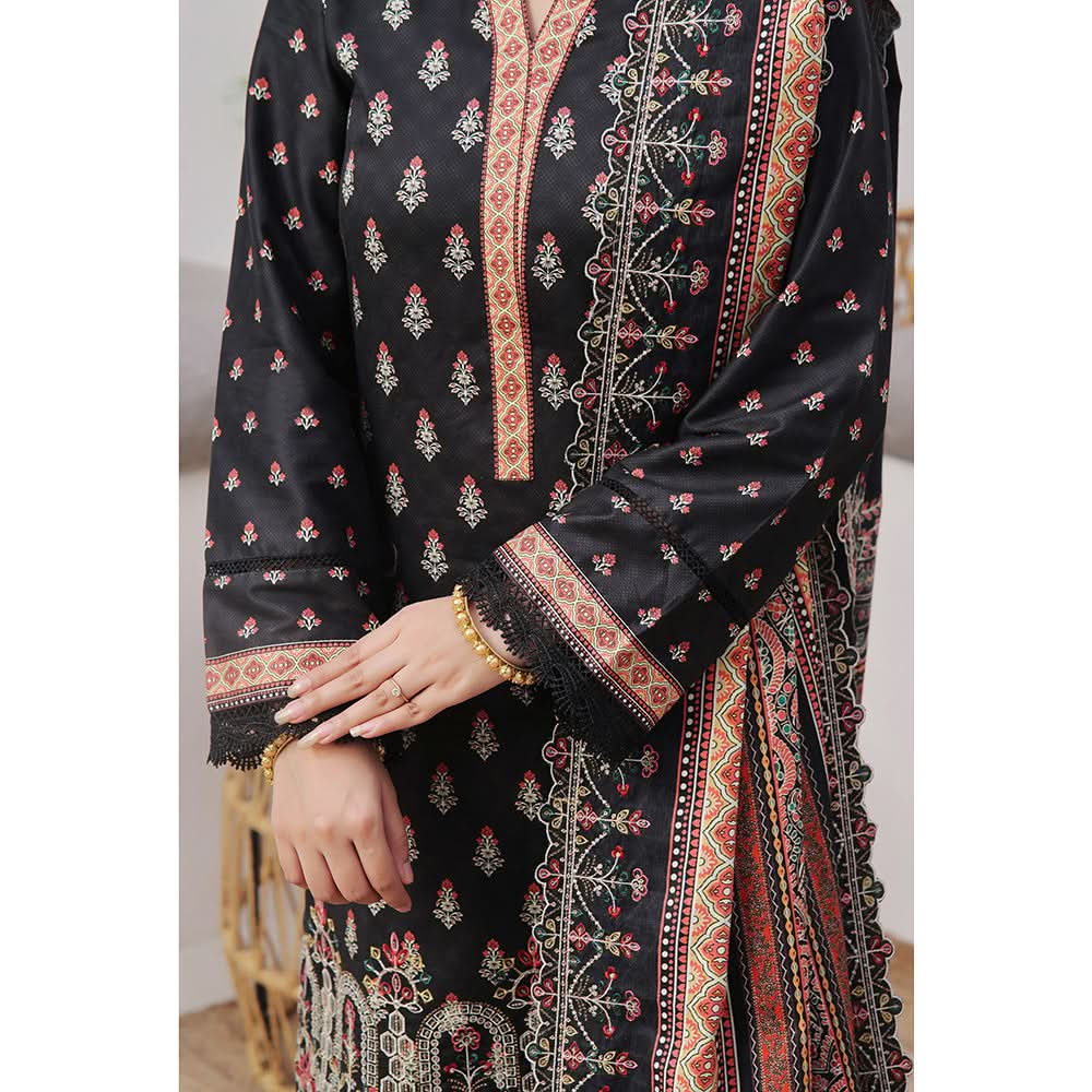 VS-ANMOL Cottel Printed Emboridered Unstitched 3pcs Suit With Emboridered Dupatta - 256, Women, 3Pcs Shalwar Suit, VS Textile, Chase Value
