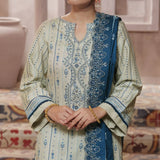 VS-ANMOL Cottel Printed Emboridered Unstitched 3pcs Suit With Emboridered Dupatta - 257, Women, 3Pcs Shalwar Suit, VS Textile, Chase Value