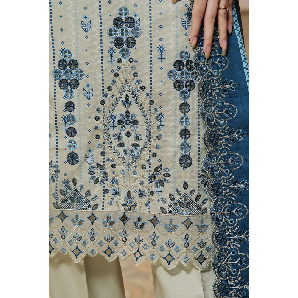 VS-ANMOL Cottel Printed Emboridered Unstitched 3pcs Suit With Emboridered Dupatta - 257, Women, 3Pcs Shalwar Suit, VS Textile, Chase Value