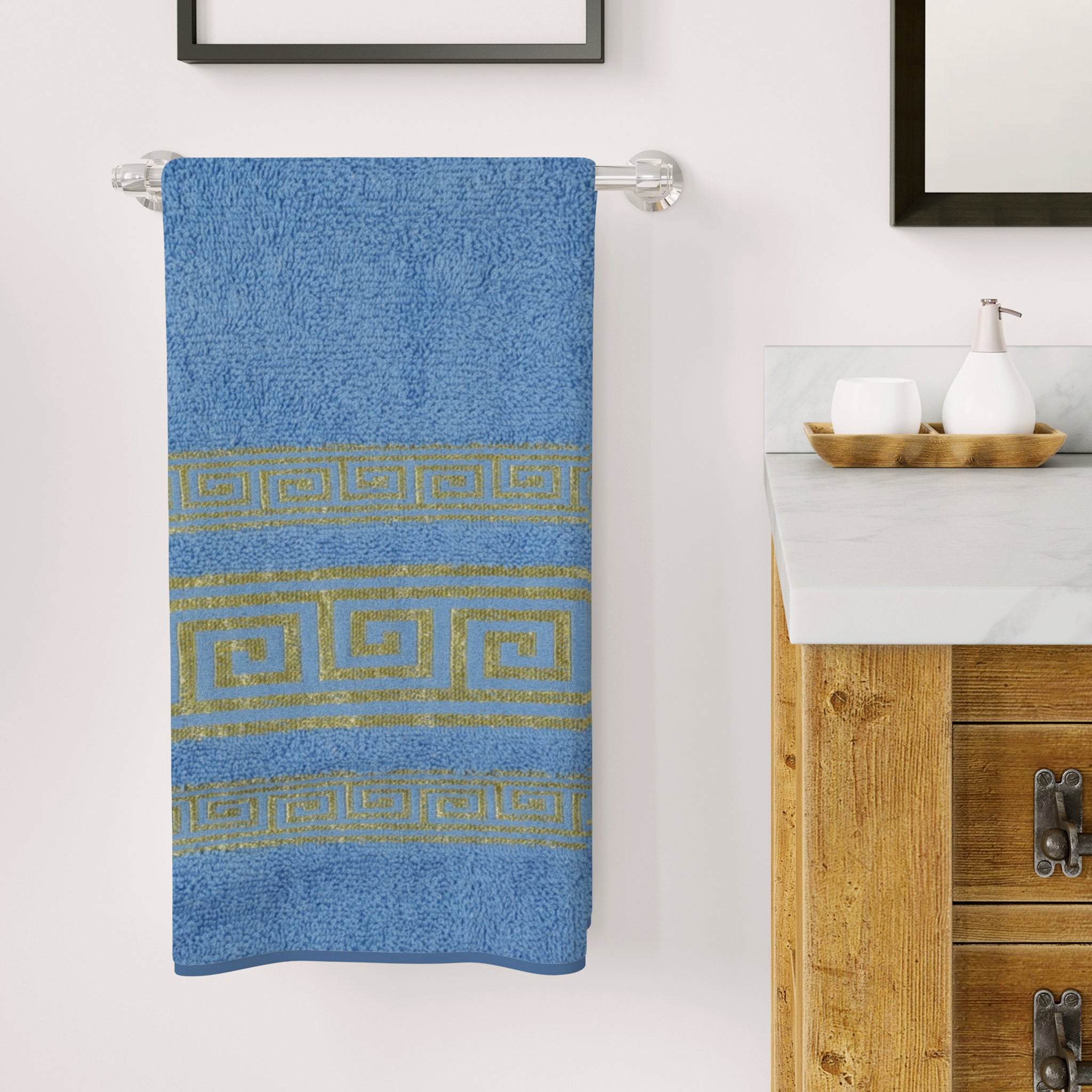 Bath Towel Greek Border, Bath Towels, Chase Value, Chase Value