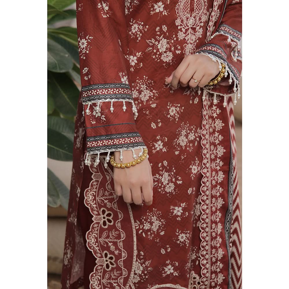 VS-ANMOL Cottel Printed Emboridered Unstitched 3pcs Suit With Emboridered Dupatta - 254, Women, 3Pcs Shalwar Suit, VS Textile, Chase Value