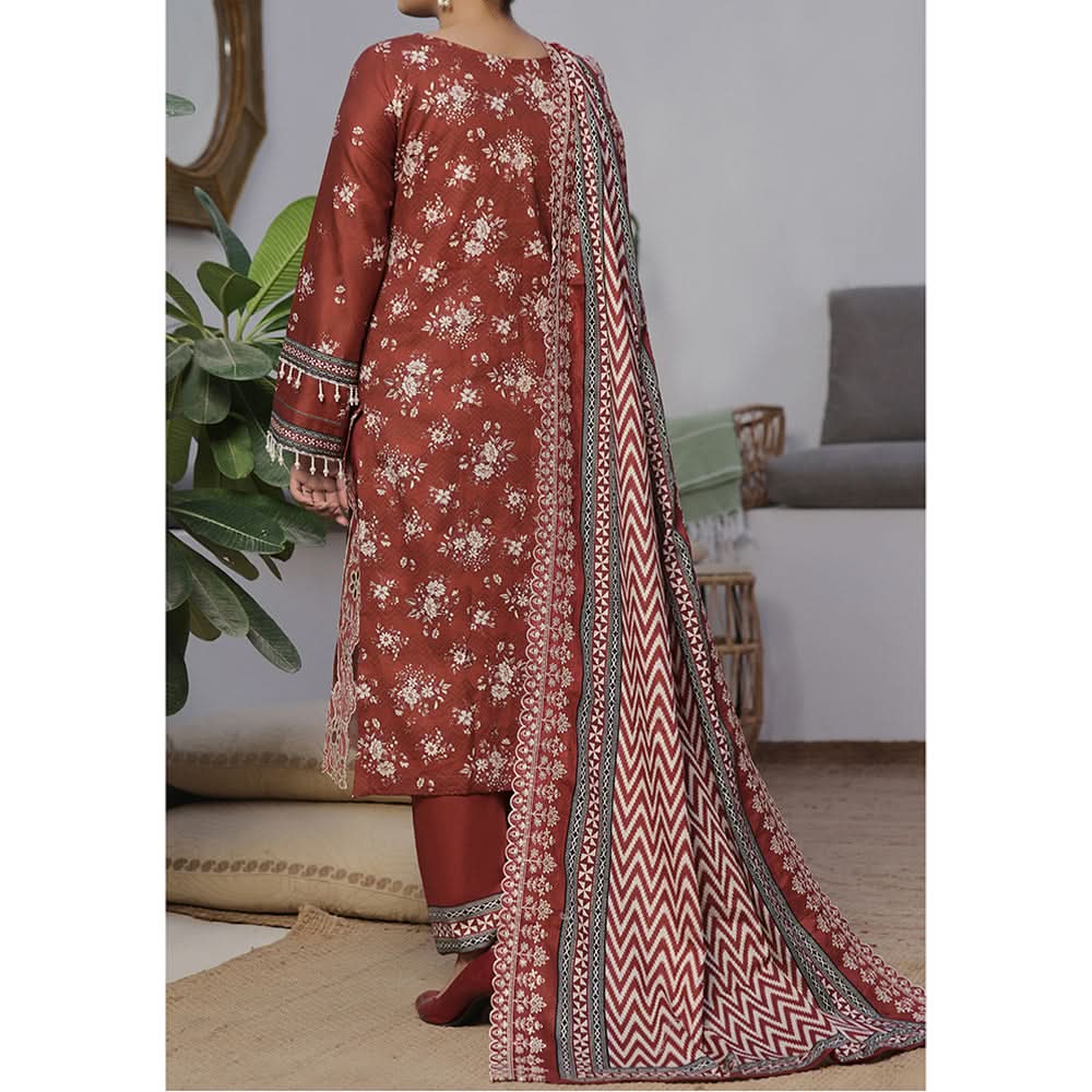 VS-ANMOL Cottel Printed Emboridered Unstitched 3pcs Suit With Emboridered Dupatta - 254, Women, 3Pcs Shalwar Suit, VS Textile, Chase Value