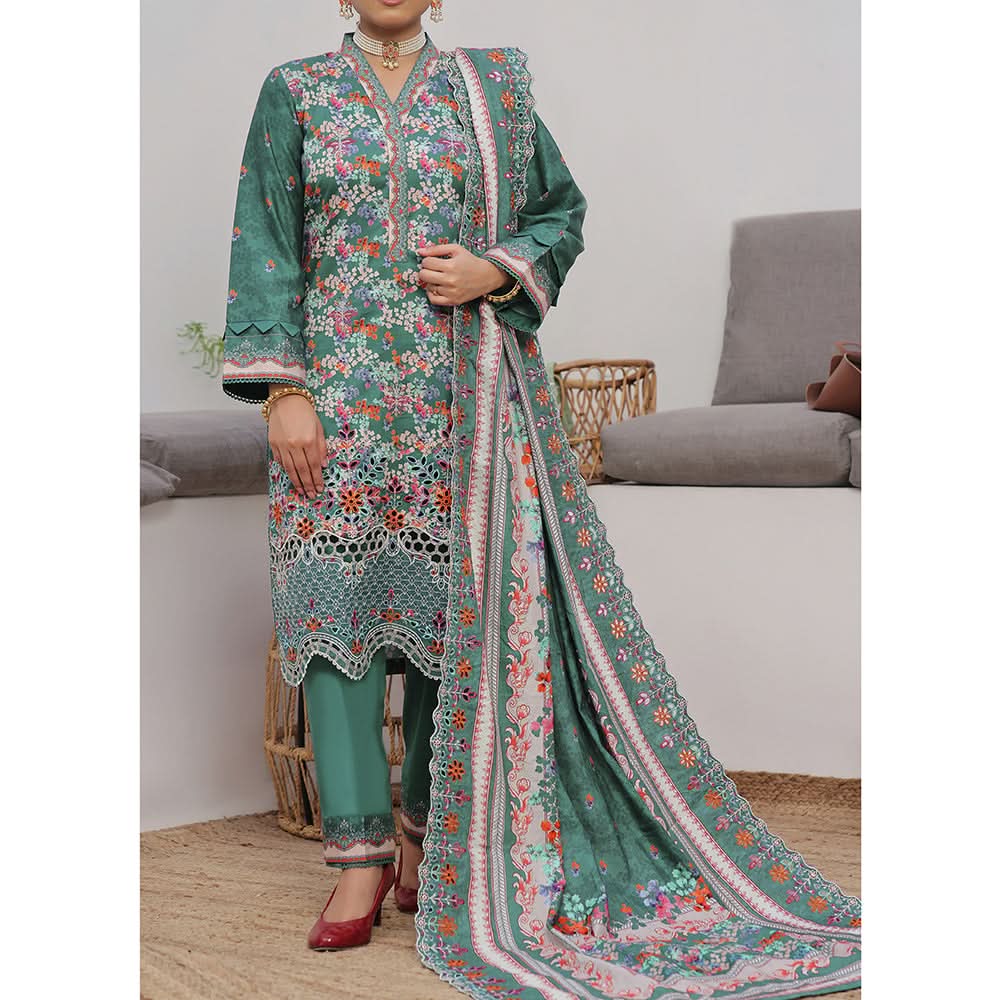VS-ANMOL Cottle Printed Embroidered Unstitched 3pcs Suit With Embroidered Dupatta - 260, Women, 3Pcs Shalwar Suit, VS Textile, Chase Value