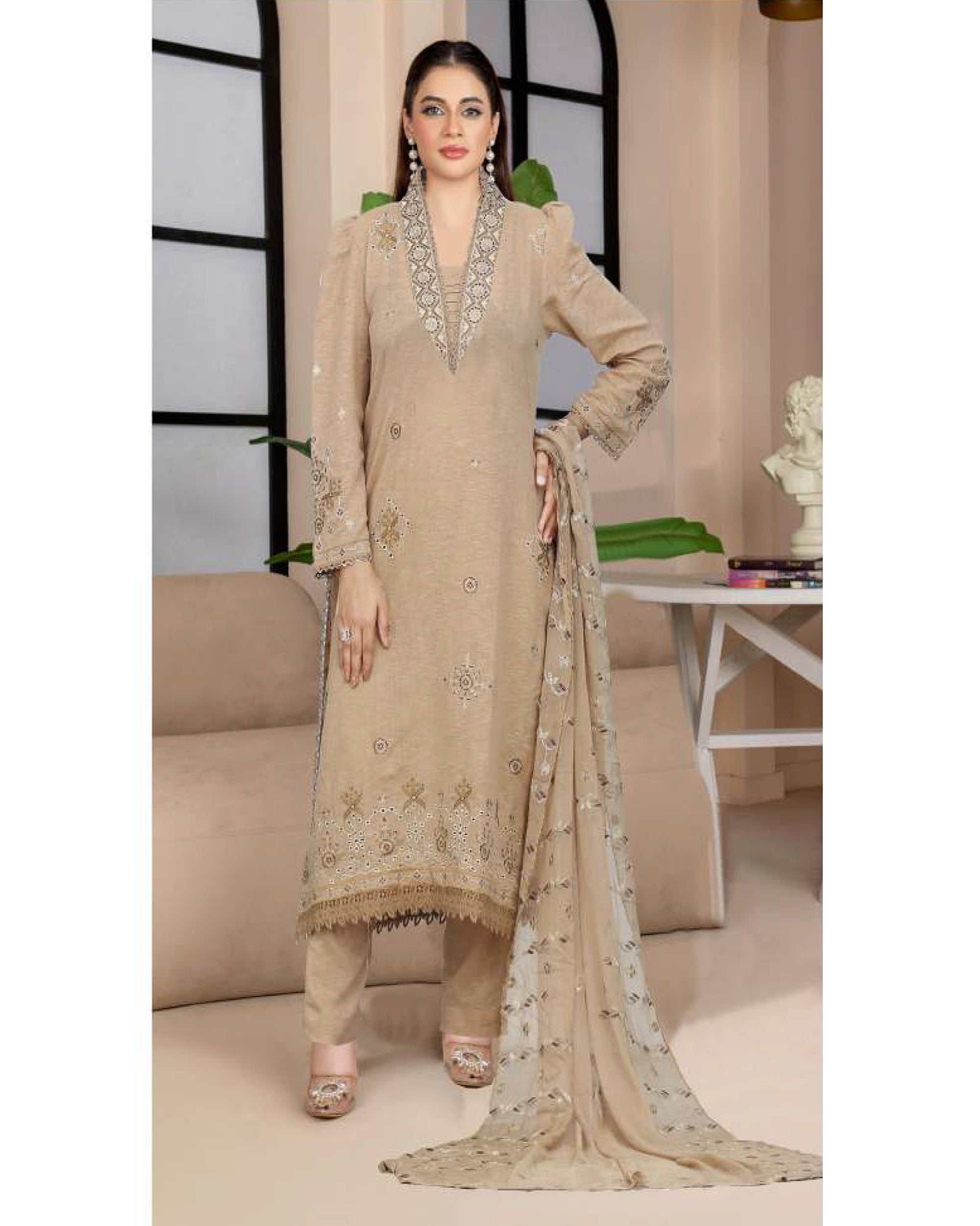 Noor Jahan Maha Noor Karandi Luxury Embroidered Suit with Dupatta - 8, Women, 3Pcs Shalwar Suit, Chase Value, Chase Value