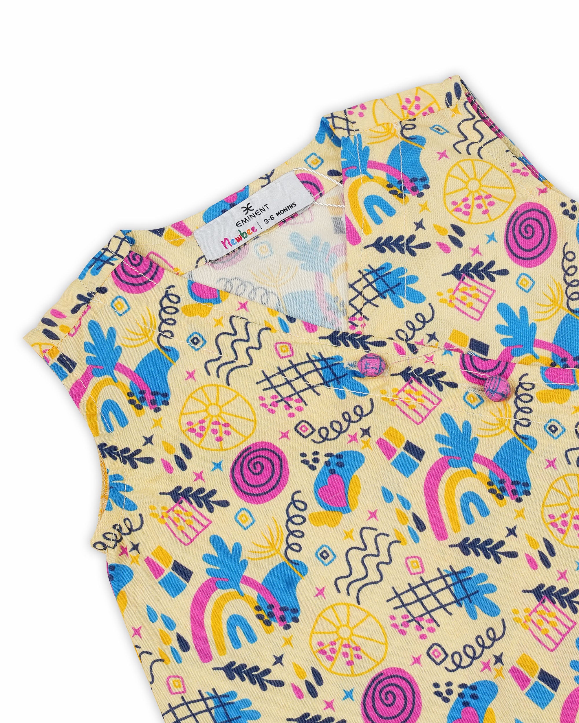 Eminent Newborn Girls' Ethnic Fusion Printed 2 Pc Suit
