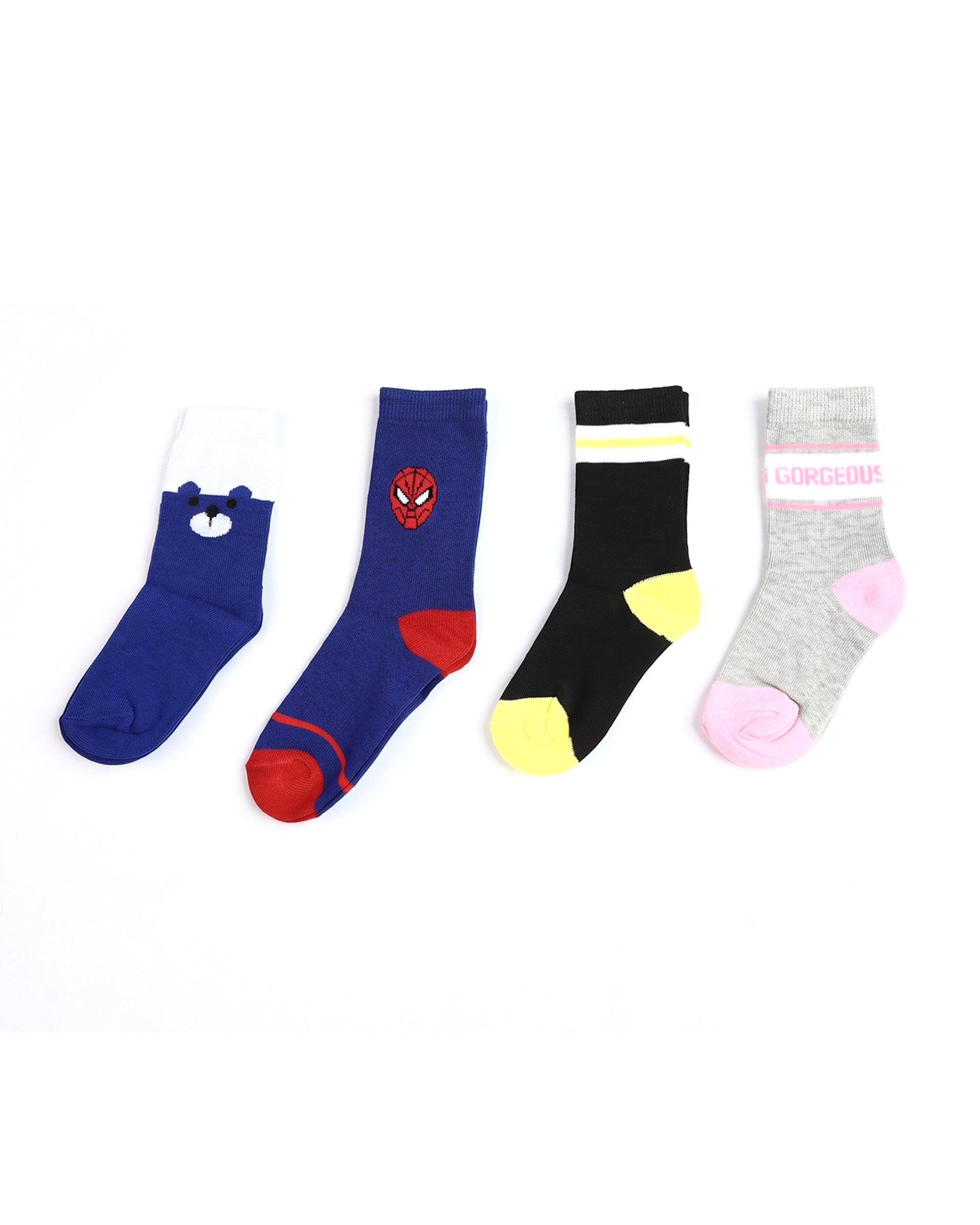 Valuables Girls Printed Lycra Socks - 4 Pc