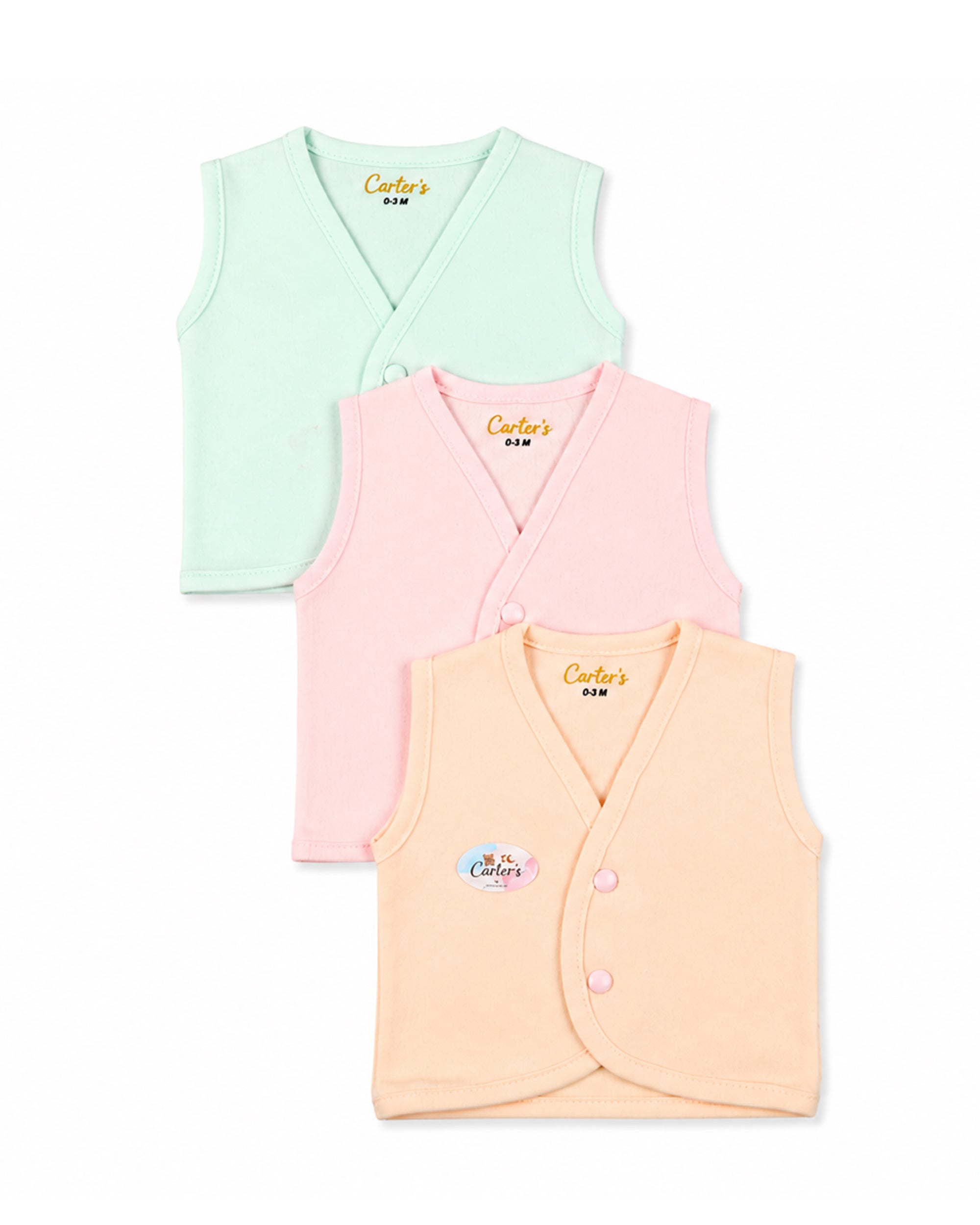 Newborn Girls Woolen Vest - 3 Pcs