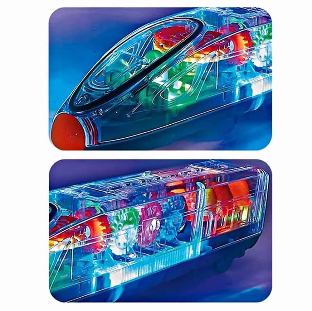 White Whale Transparent Bump and Go Train with 3D Lightning, Moving Gears, and Music, Musical Toys, Chase Value, Chase Value