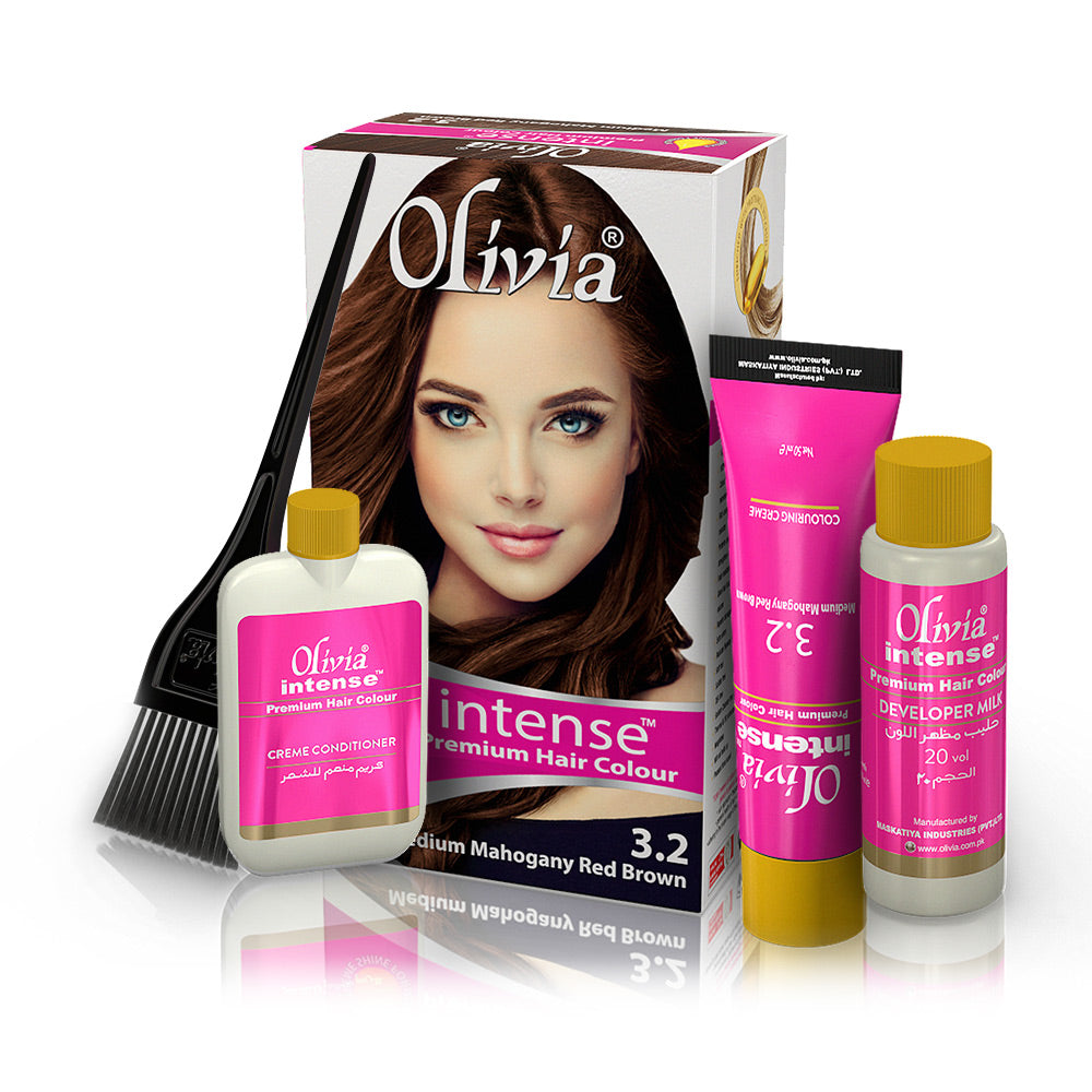 Olivia Intense Premium Hair Colour Medium Mahogany Red Brown 3.2, Hair Color, Olivia, Chase Value