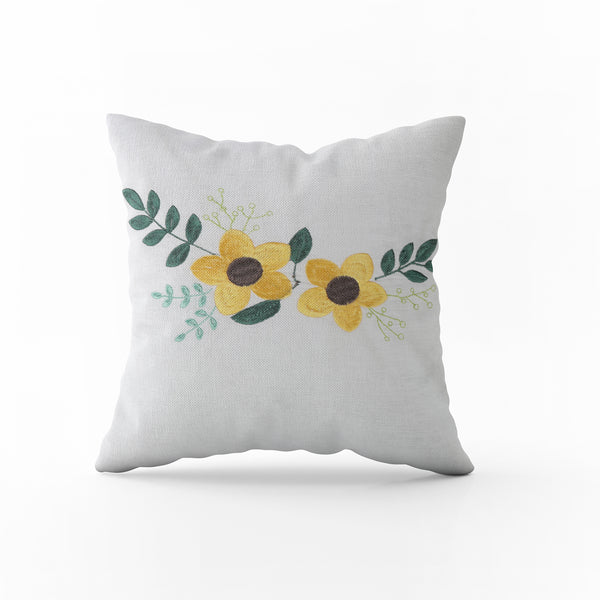 Fancy Cushion - Embroidery & Satin 16X16 - White