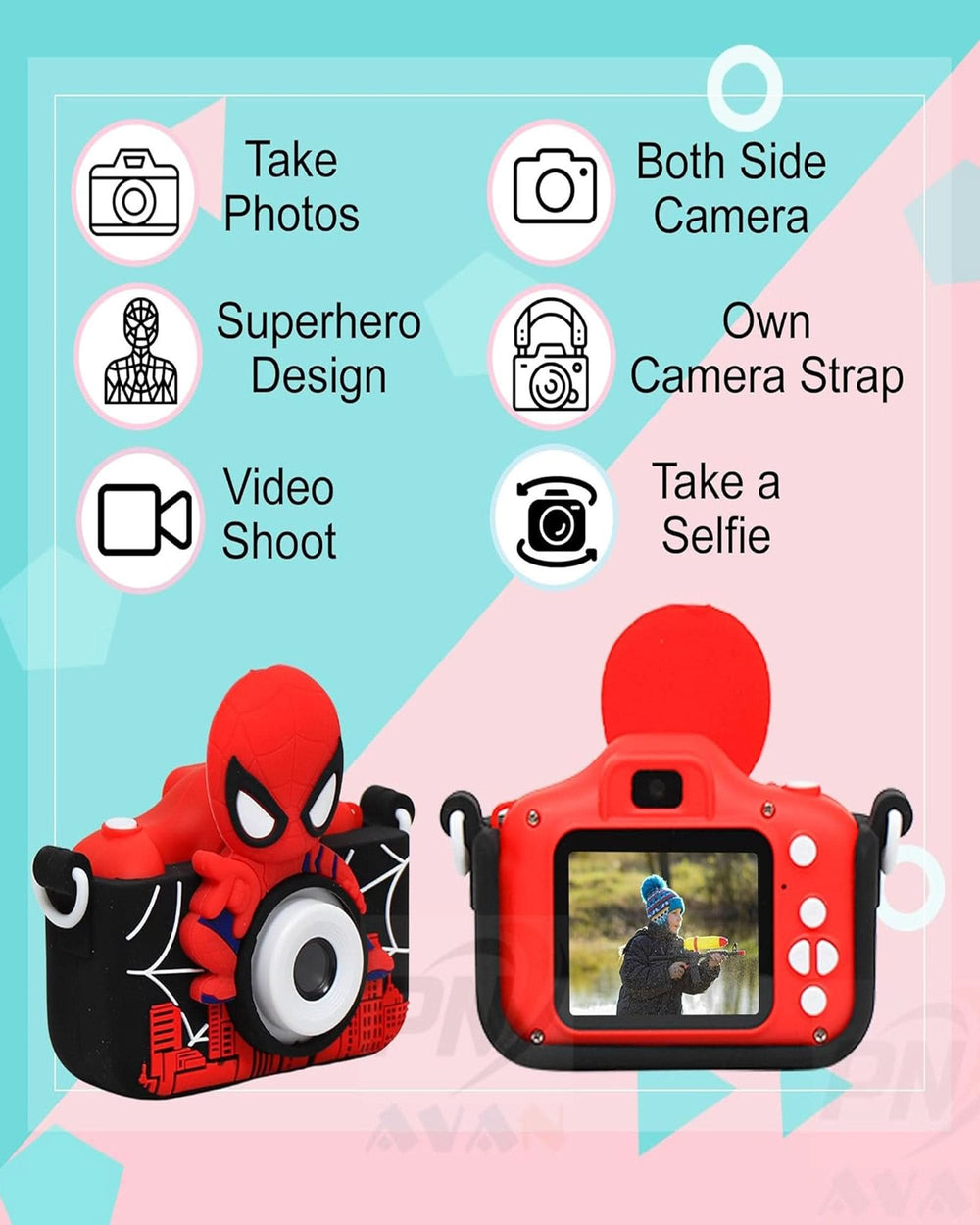 Kids Digital Camera with Dual Lens & HD Screen, Educational Toys, Chase Value, Chase Value