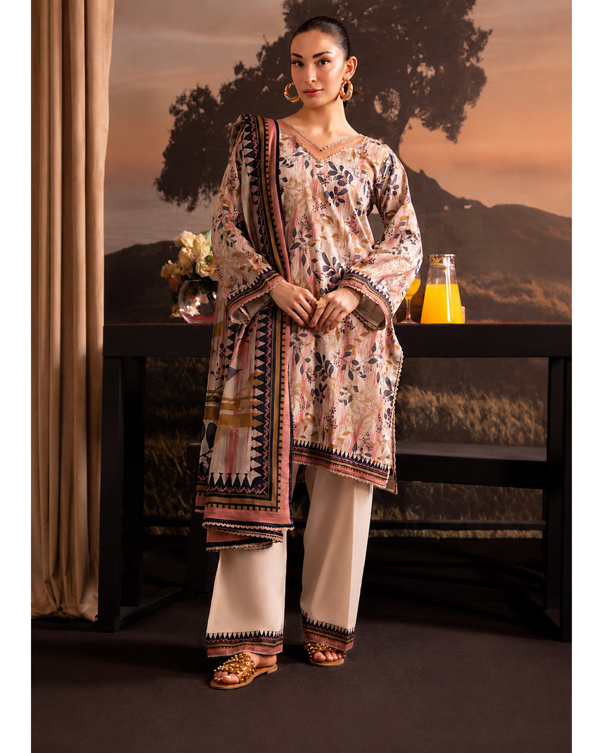 Women's Printed Suit 3-Pc - Inspired by Khaddi - 5