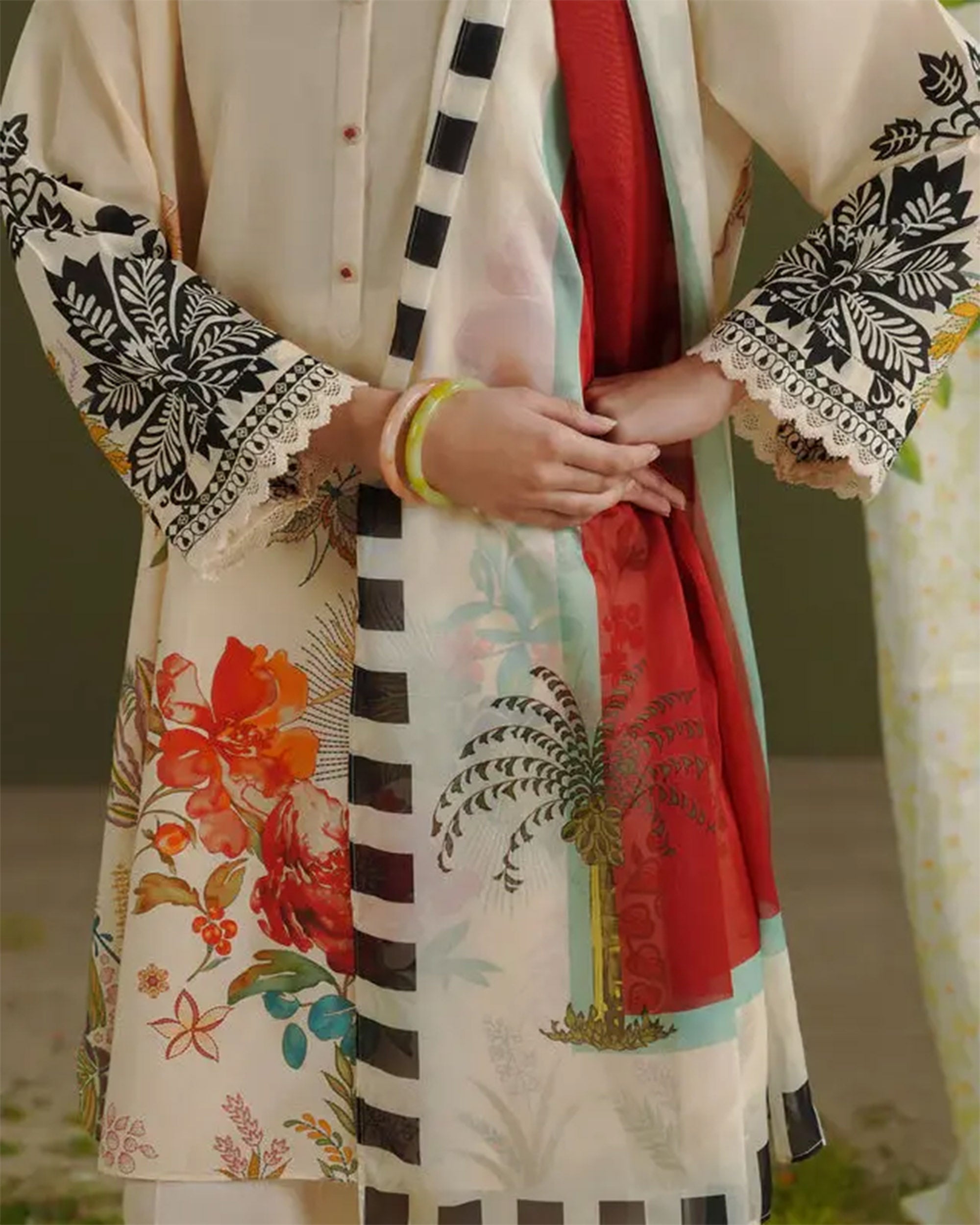 Women's Printed Suit 3-Pc - Inspired by Zara Shah Jahan - 3