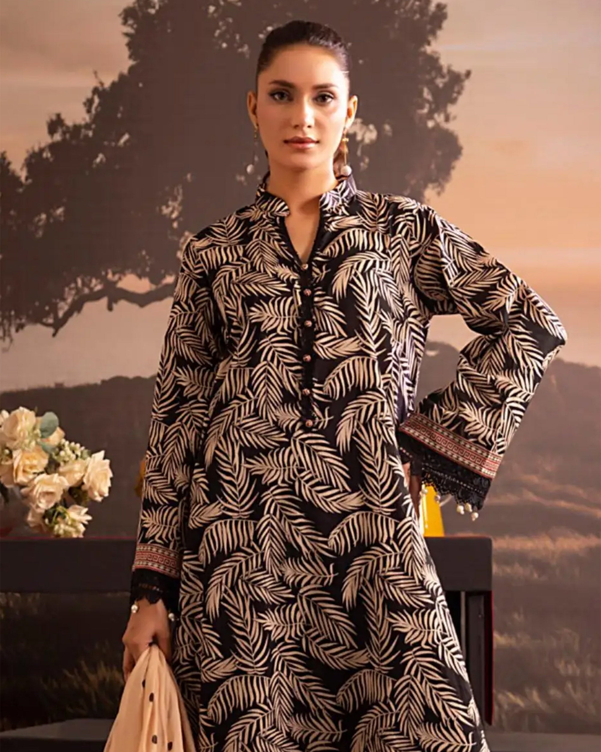 Women's Printed Suit 3-Pc - Inspired by Khaddi - 9