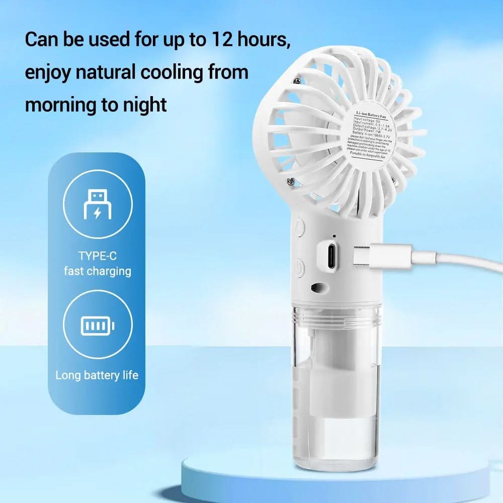 EHF-12 Mini Handheld Spray Fan with Nanotech Mist 4-Speed USB Rechargeable Cooling Fan, Rechargeable Fan, Chase Value, Chase Value