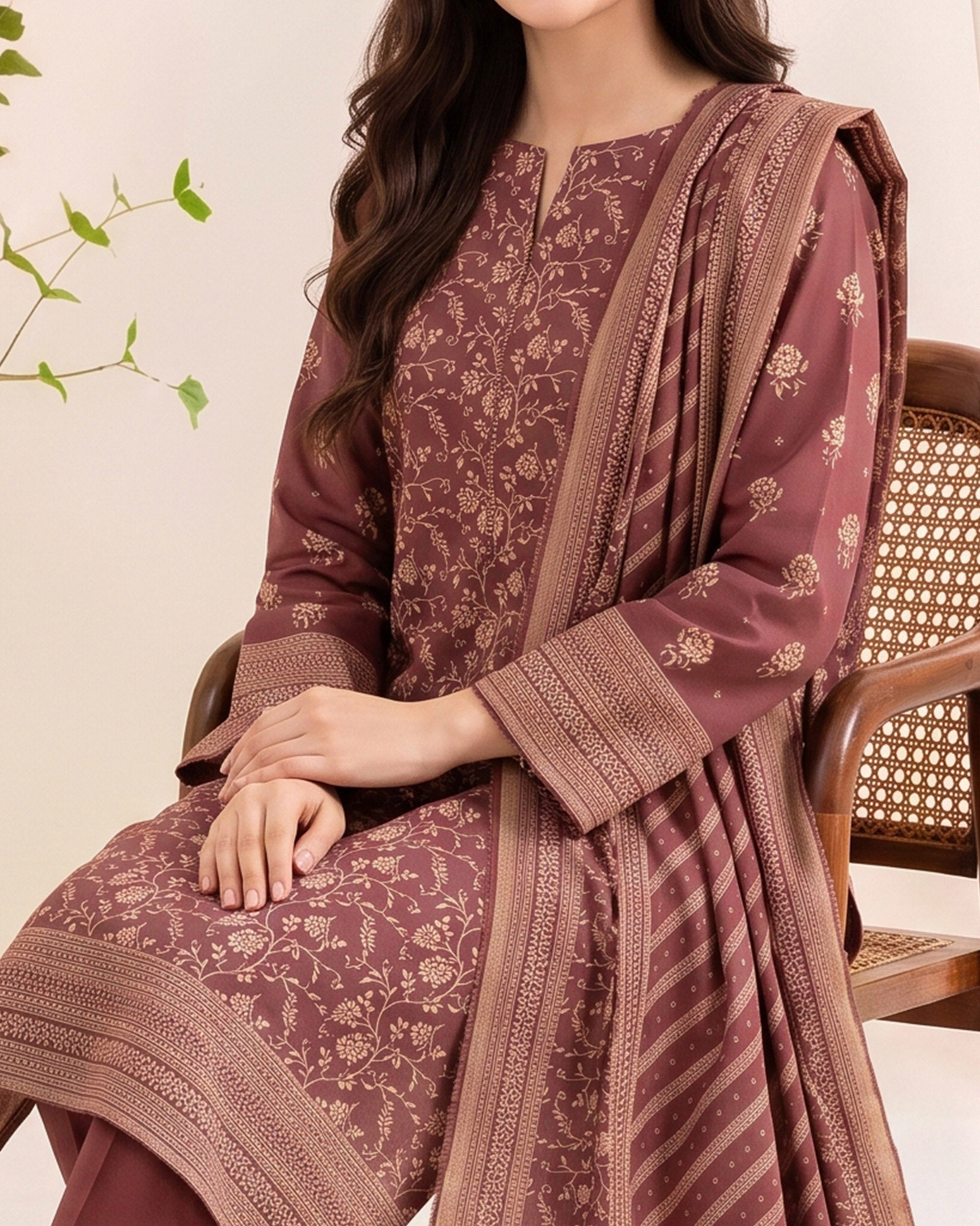 VS Pashmina Exclusive Printed Suit - 3 Pc by VS Textile