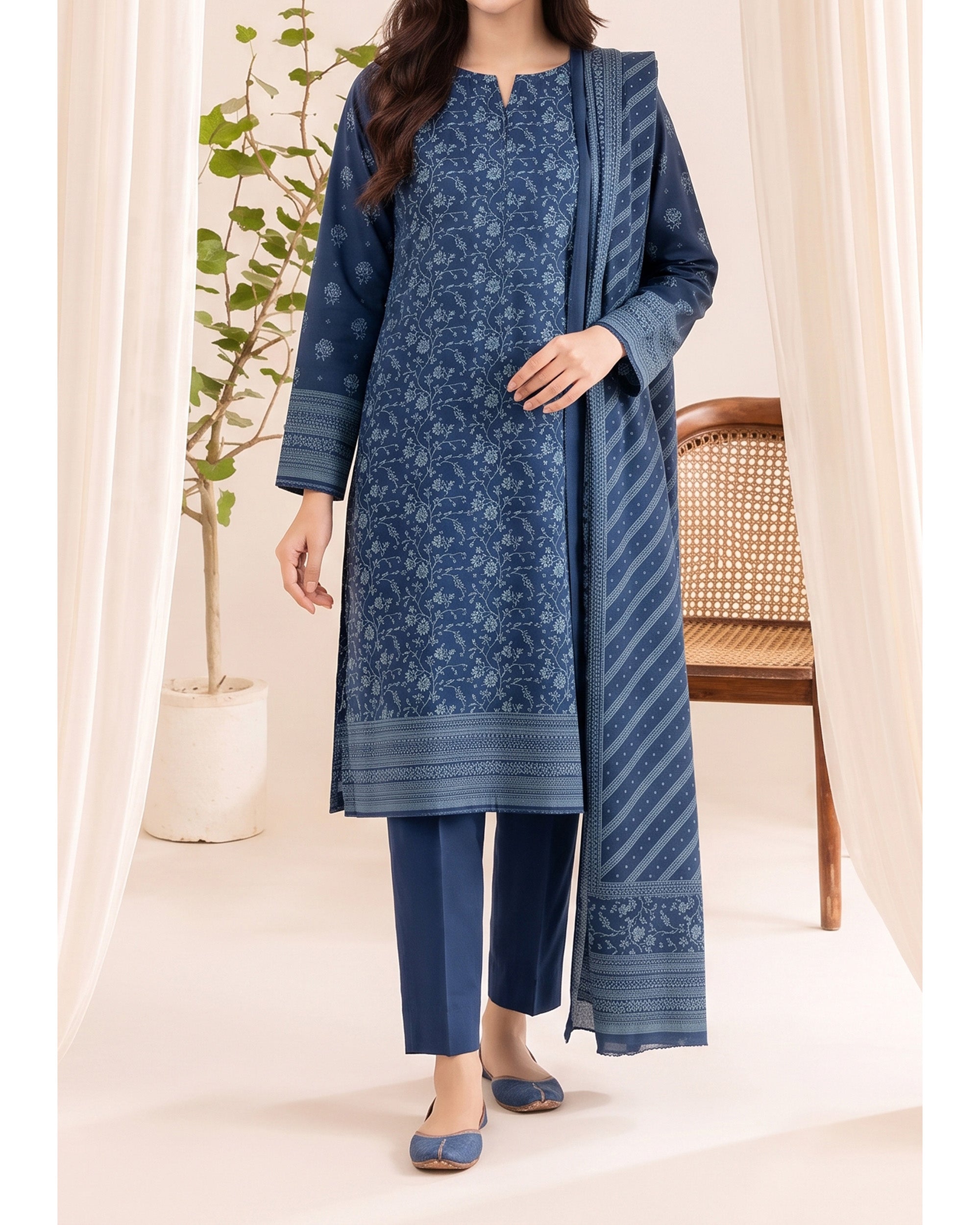 VS Pashmina Exclusive Printed Suit - 3 Pc by VS Textile