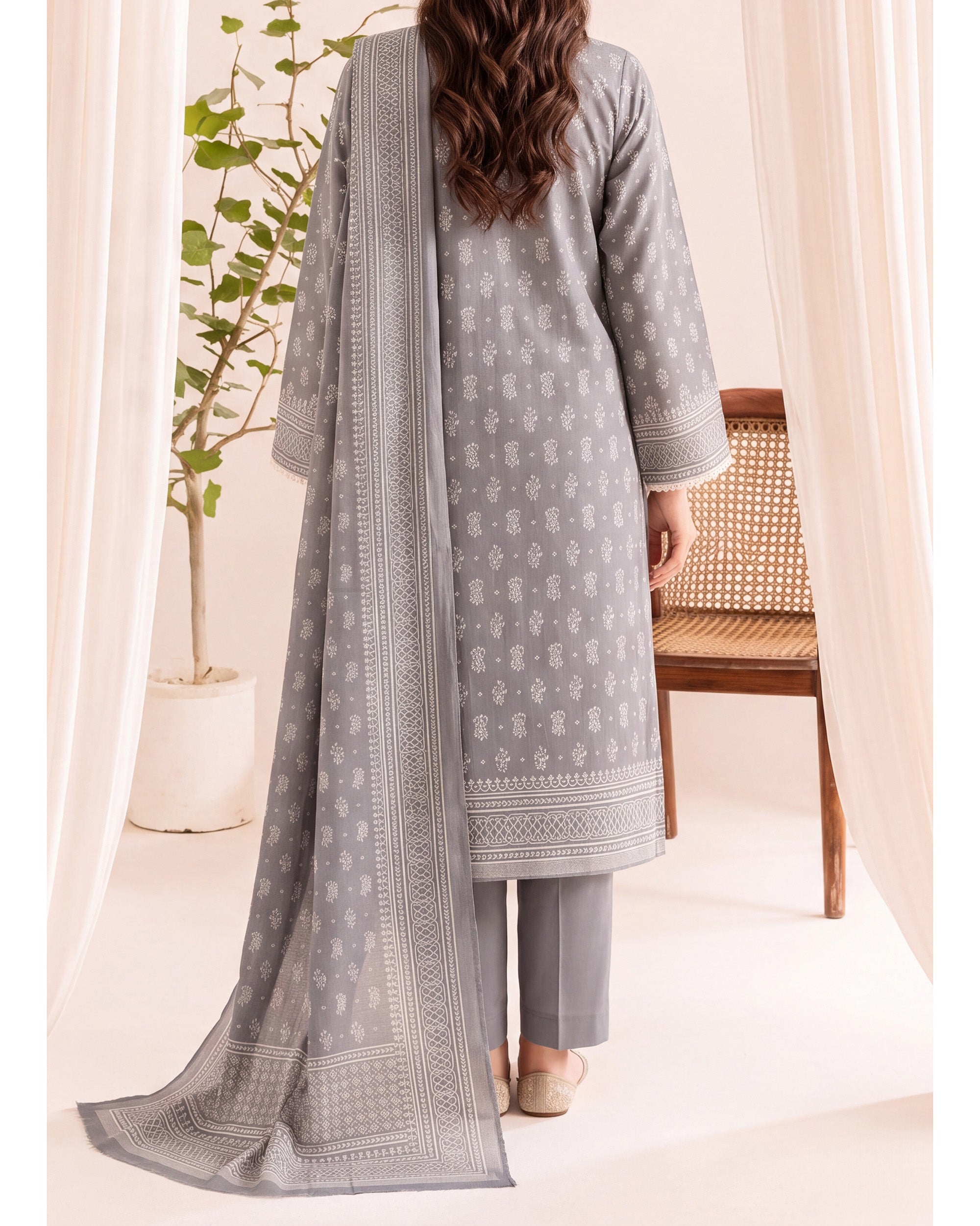 VS Pashmina Exclusive Printed Suit - 3 Pc by VS Textile