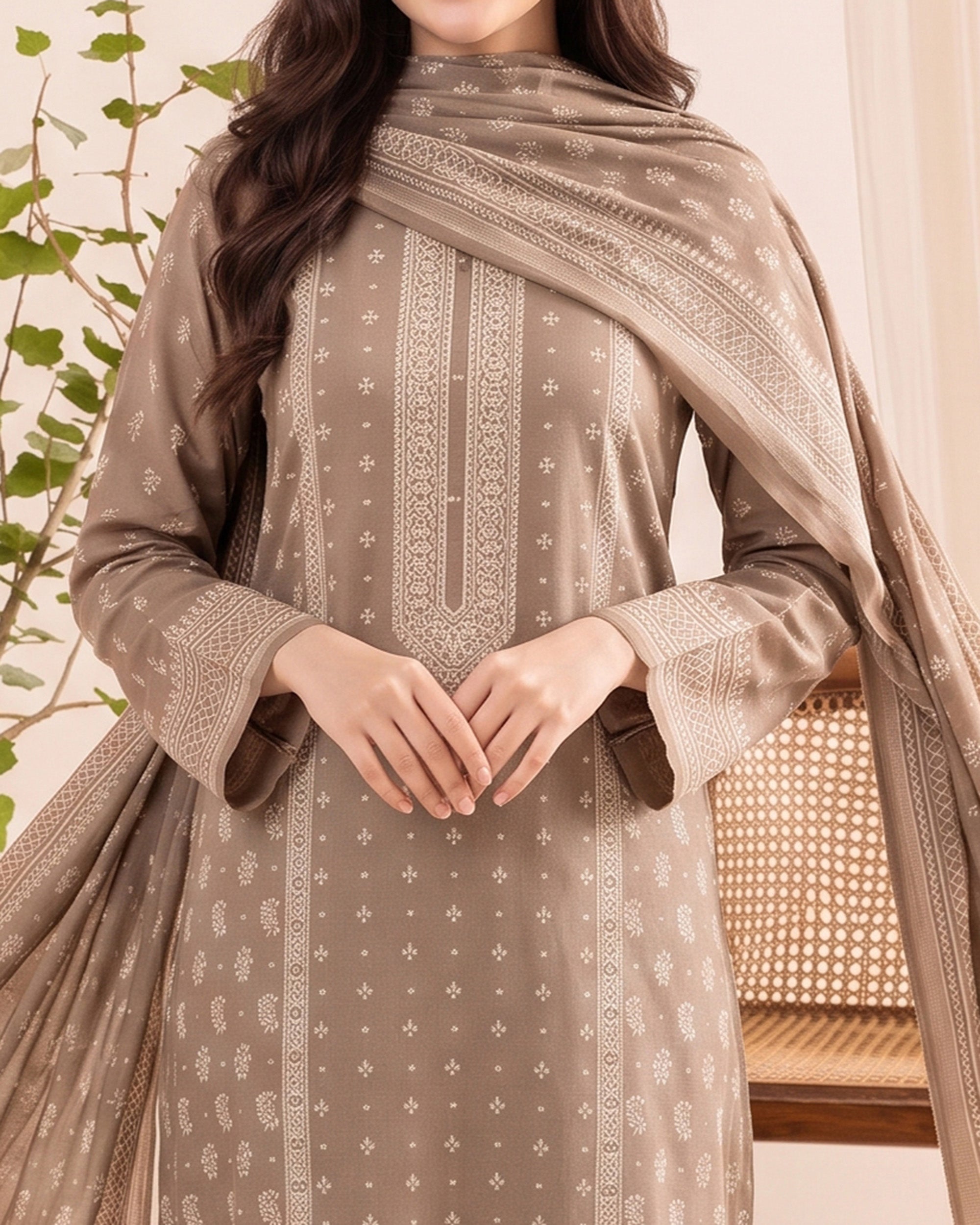 VS Pashmina Exclusive Printed Suit - 3 Pc by VS Textile