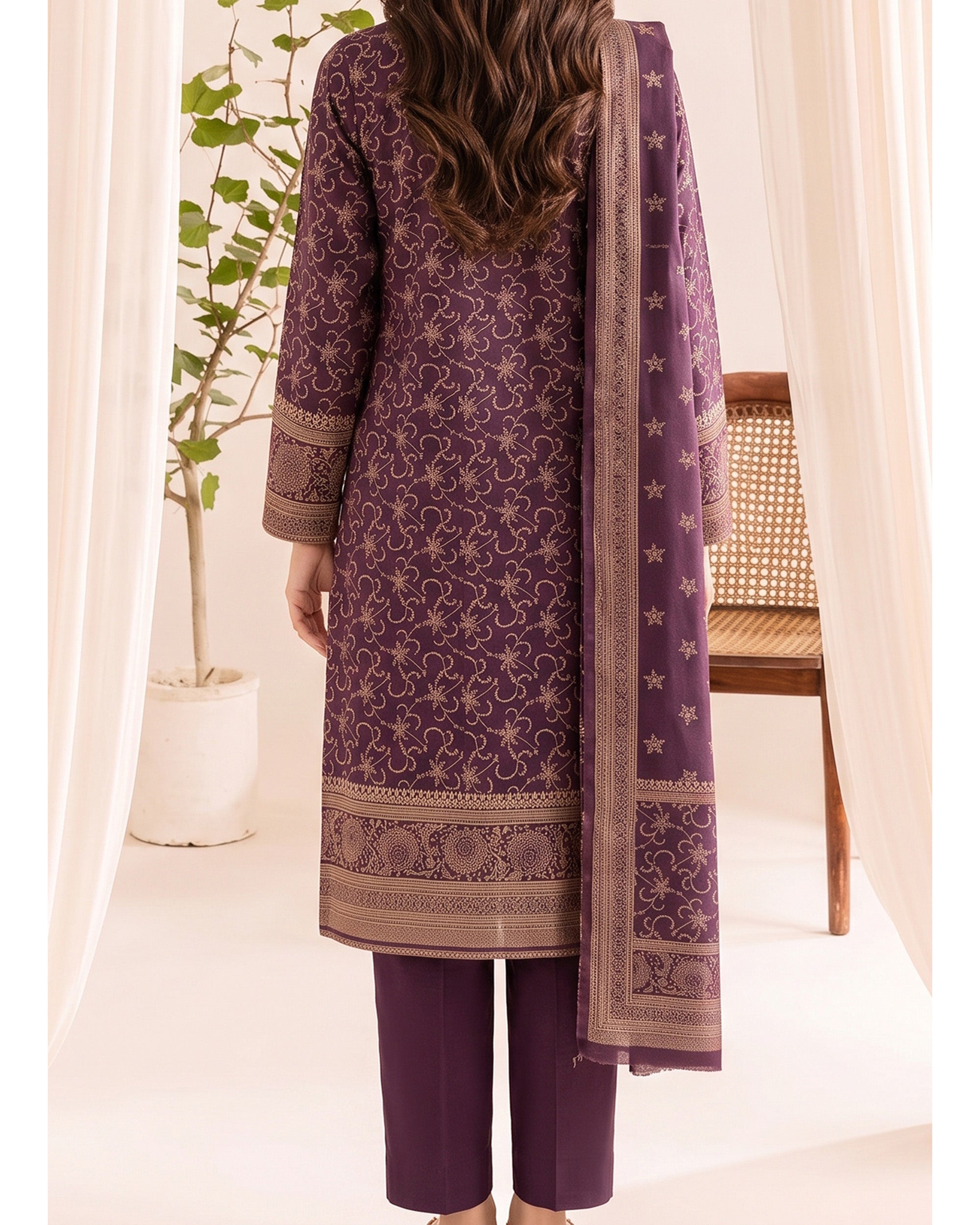 VS Pashmina Exclusive Printed Suit - 3 Pc by VS Textile