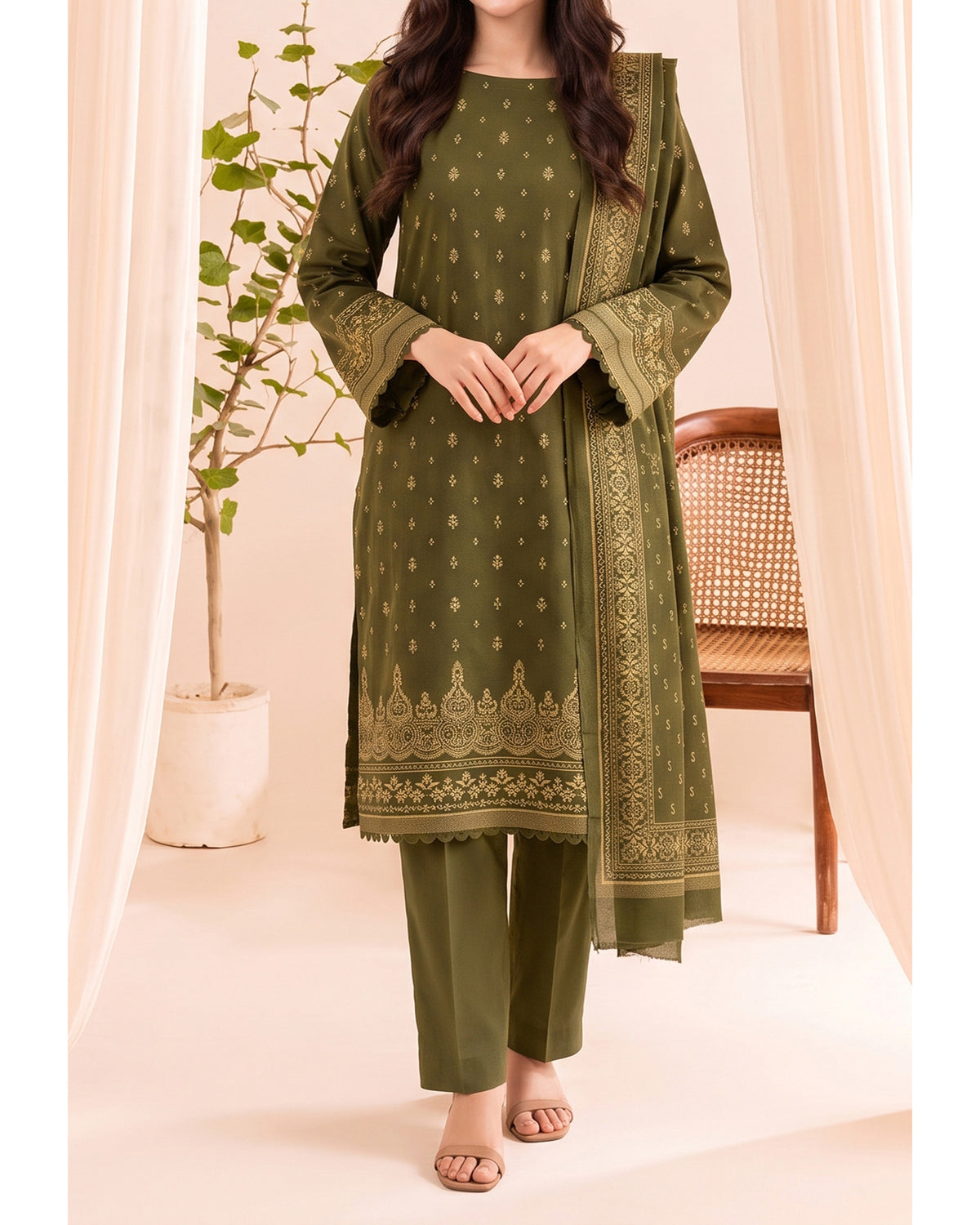 VS Pashmina Exclusive Printed Suit - 3 Pc by VS Textile