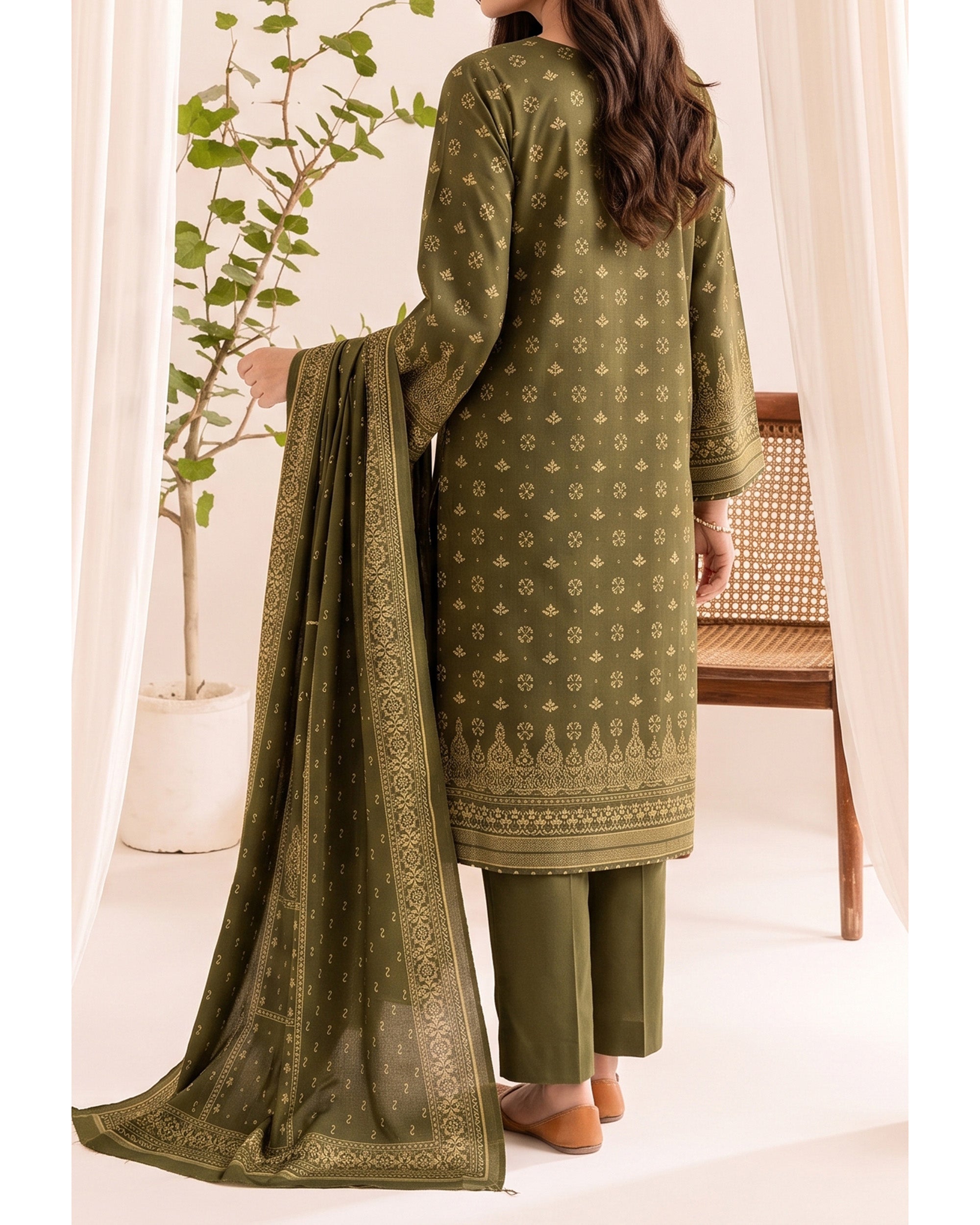 VS Pashmina Exclusive Printed Suit - 3 Pc by VS Textile