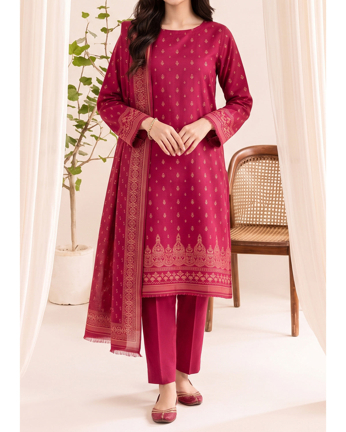 VS Pashmina Exclusive Printed Suit - 3 Pc by VS Textile