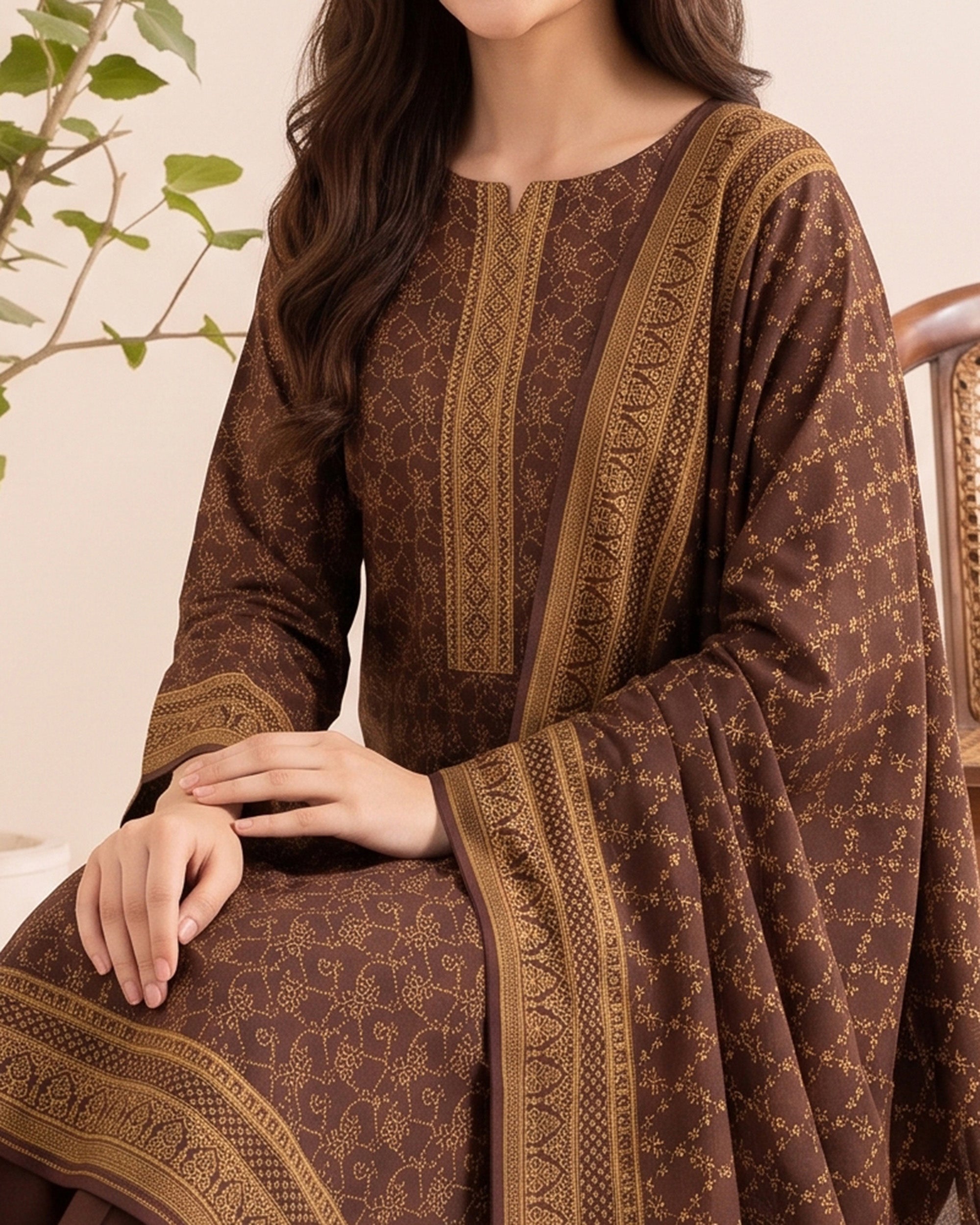 VS Pashmina Exclusive Printed Suit - 3 Pc by VS Textile