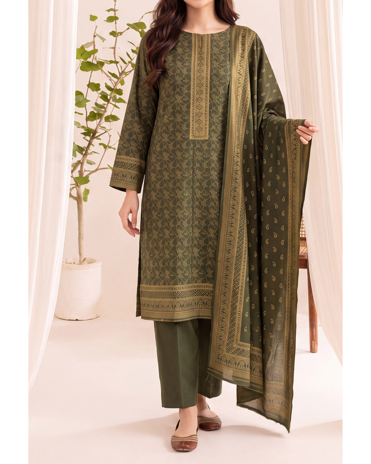 VS Pashmina Exclusive Printed Suit - 3 Pc by VS Textile