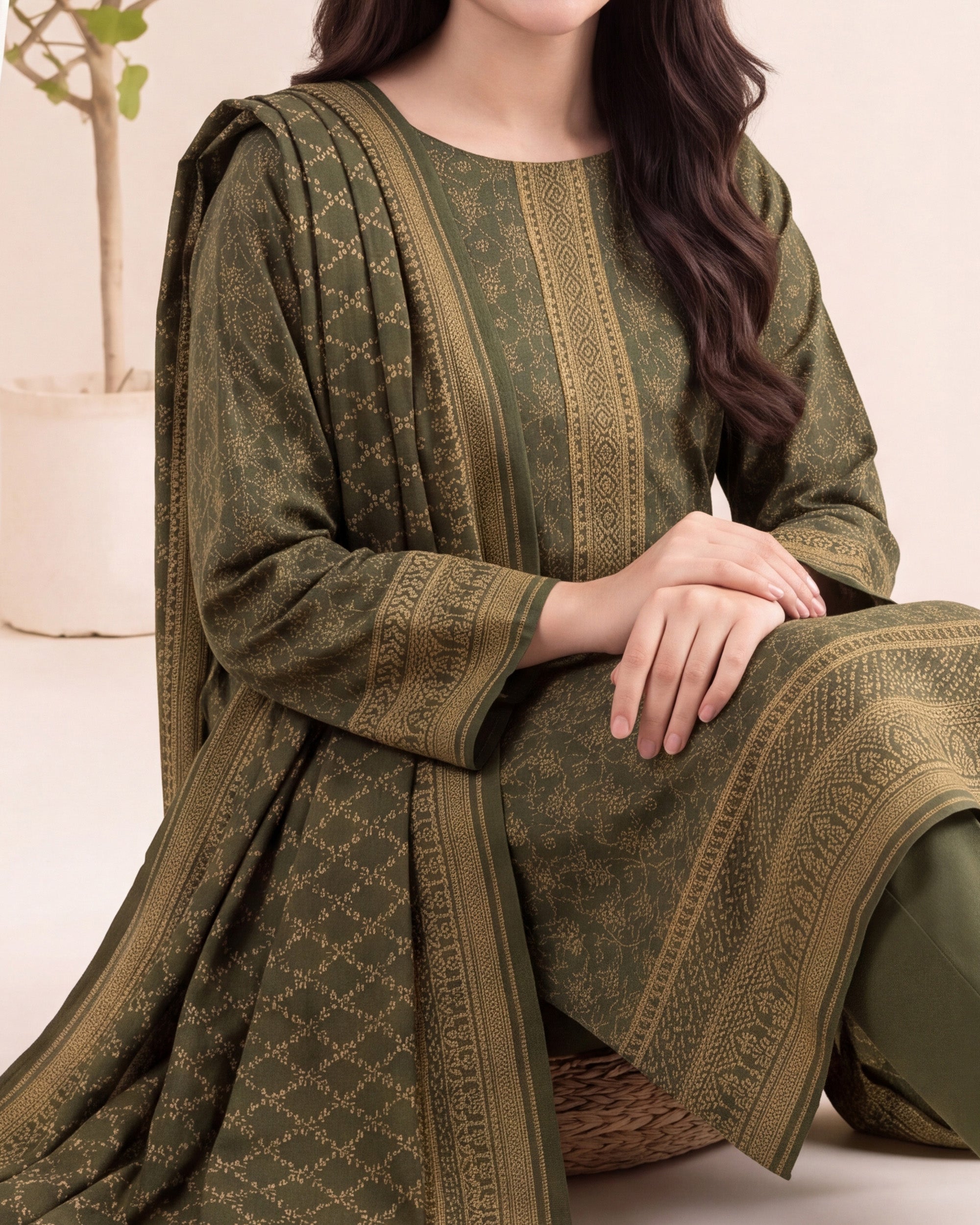 VS Pashmina Exclusive Printed Suit - 3 Pc by VS Textile