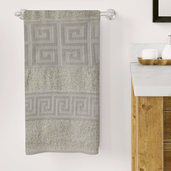 Bath Towel Greek Border - Off White