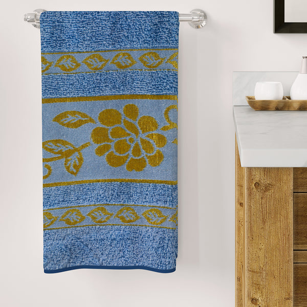 Bath Towel Rose Border - Royal Blue